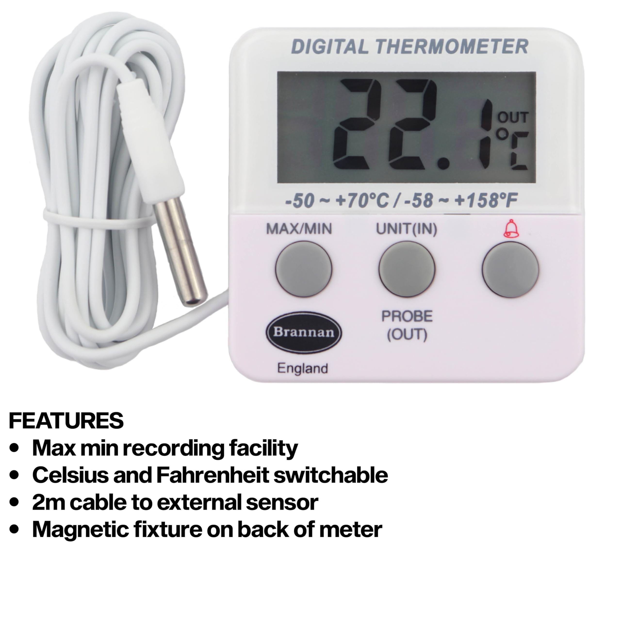 Refrigerator Thermometer Digital - Fridge and Freezer Alarm Alert When Temperatures Drop - Ideal Fridge Freezer Thermometer with Alarm and Max Min