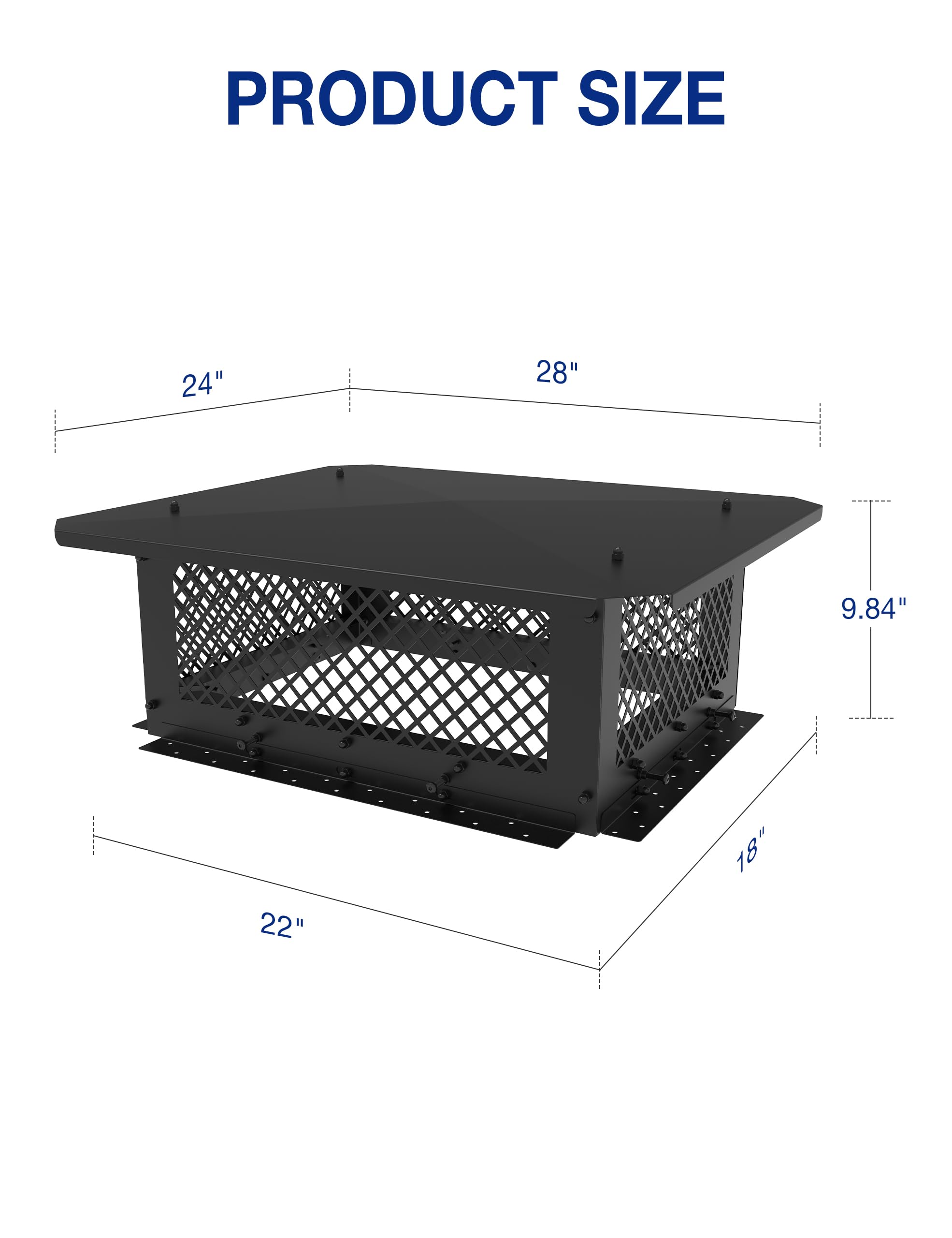 Hahaemall Chimney Cap, 18'' X 22'' Chimney Cover, Chimney Rain Caps, Adjustable Fireplace Chimney Caps For Outside To Fit Existi