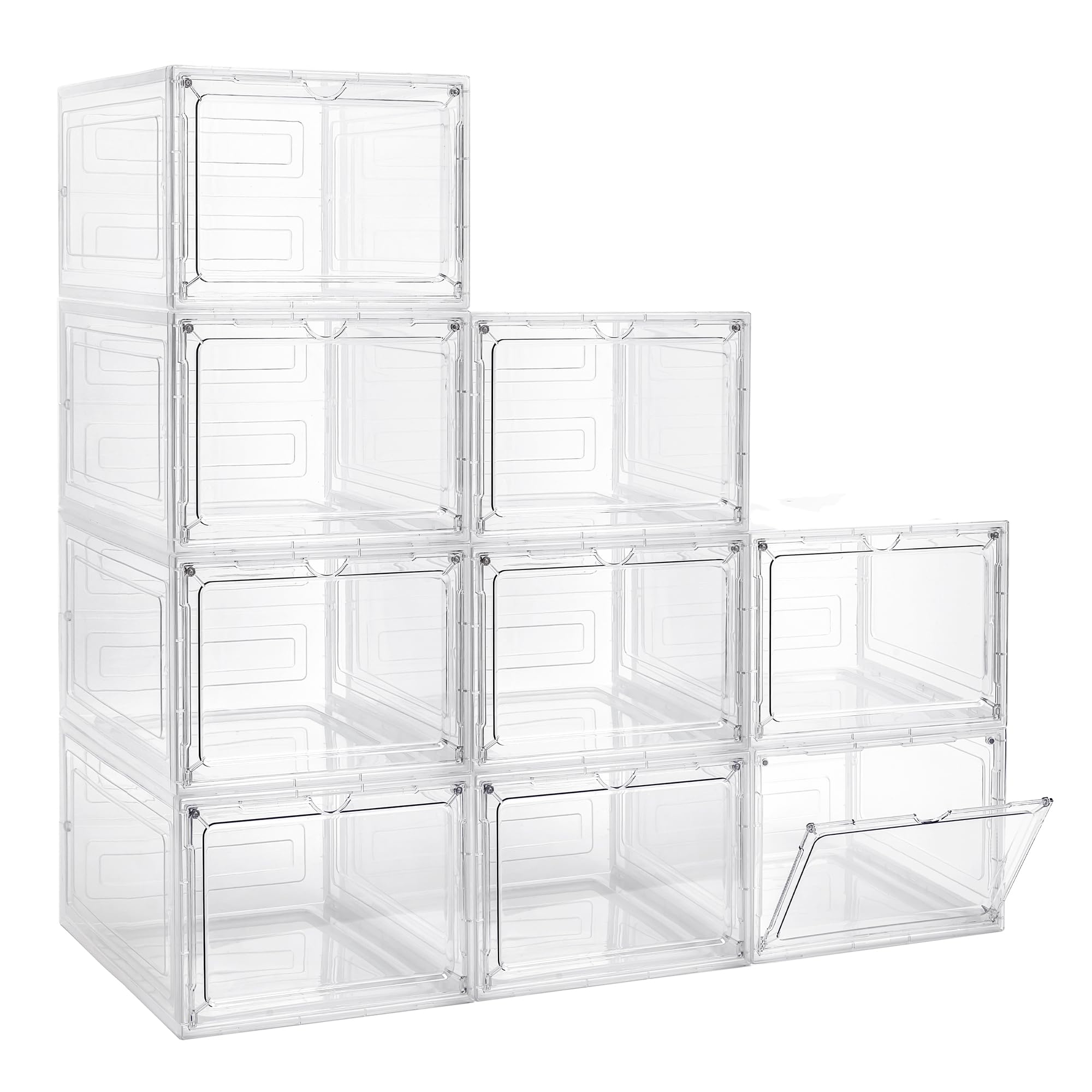 Lxlxxl Storage Bins With Lids, 9 Pack Plastic Storage Containers With Magnetic Door, 19.3 Qt Stackable Clear Storage Box For Hom