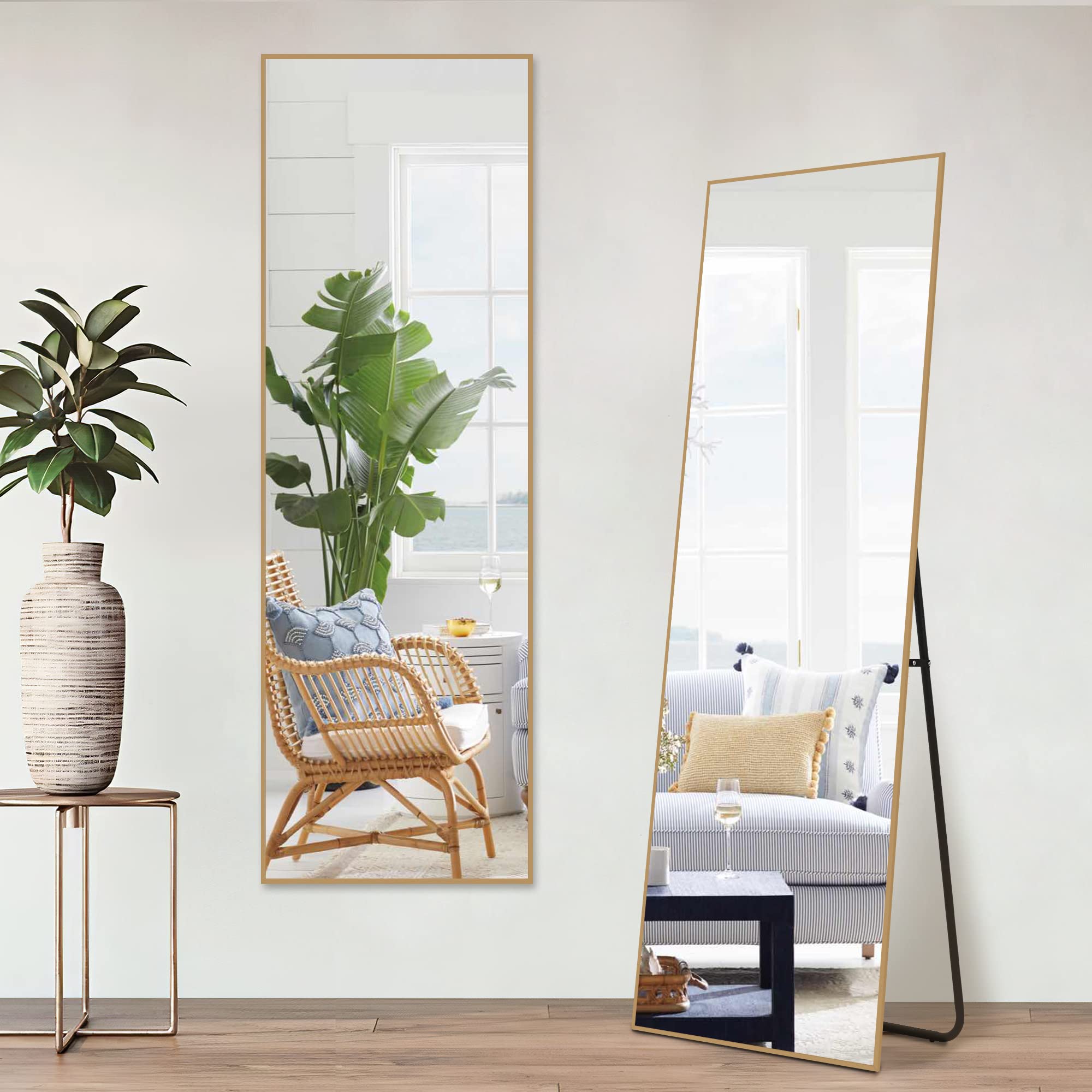 NicBex Full Length Mirror, 59x16 Aluminum Alloy Frame Large Wall Mirror, Vanity Mirror, Bedroom Mirror, Dressing Mirror, Living 