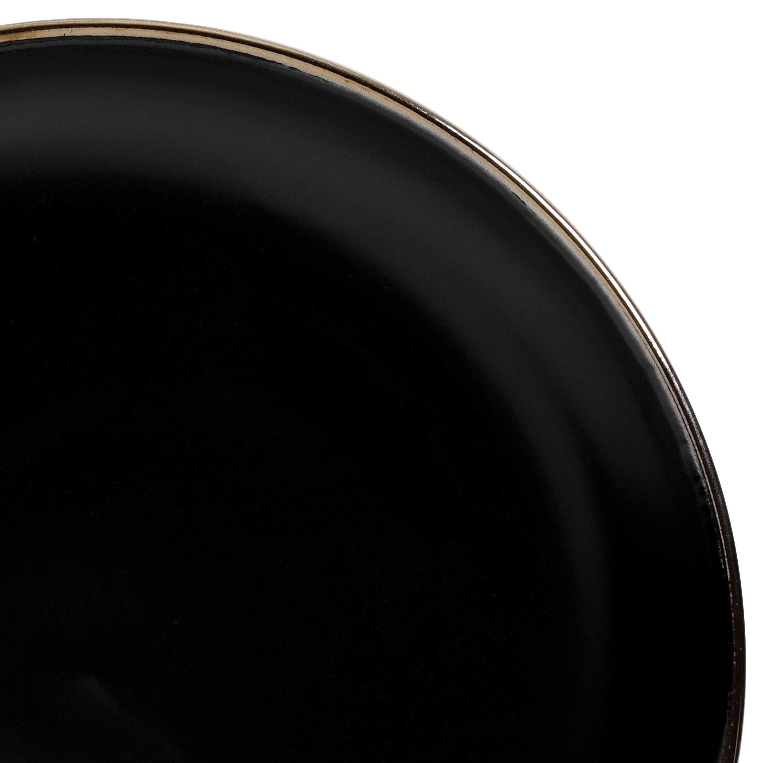 Gibson Home Rockaway Round Stoneware Dinnerware Set, Service for 4 (16pcs), Black/Gold Rim