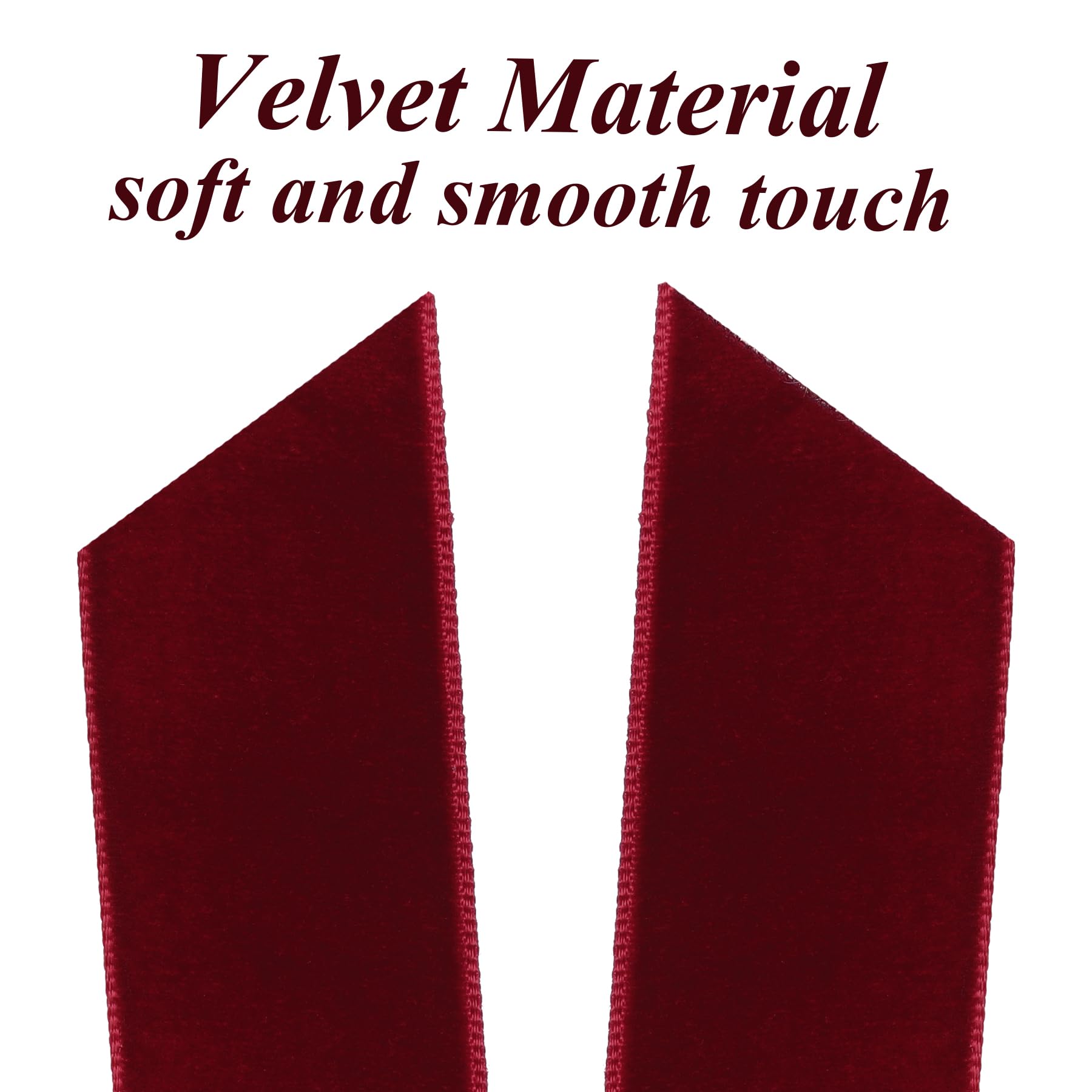 12Pcs Burgundy Velvet Ribbon Bows Christmas Tree Decorations,5in x 10in Xmas Ornaments for Tree Home Party Front Door Wreath Gar