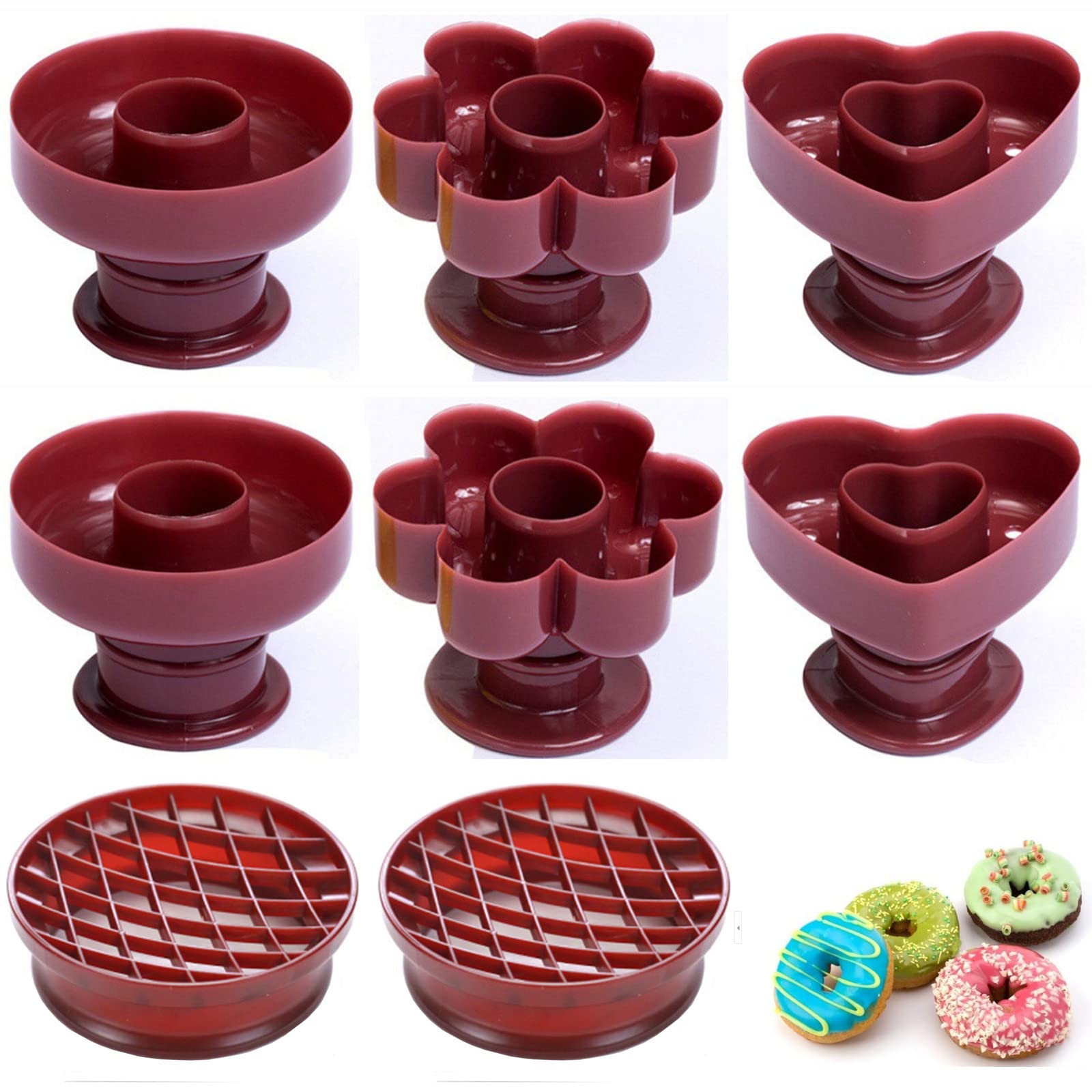 Dd-Life 8 Pcs Donut Maker Cutter, Doughnut Molds,Diy Donut Mold,Donut Cutter,Biscuit Stamp Cake Mould,Fondant Cake Bread Dessert