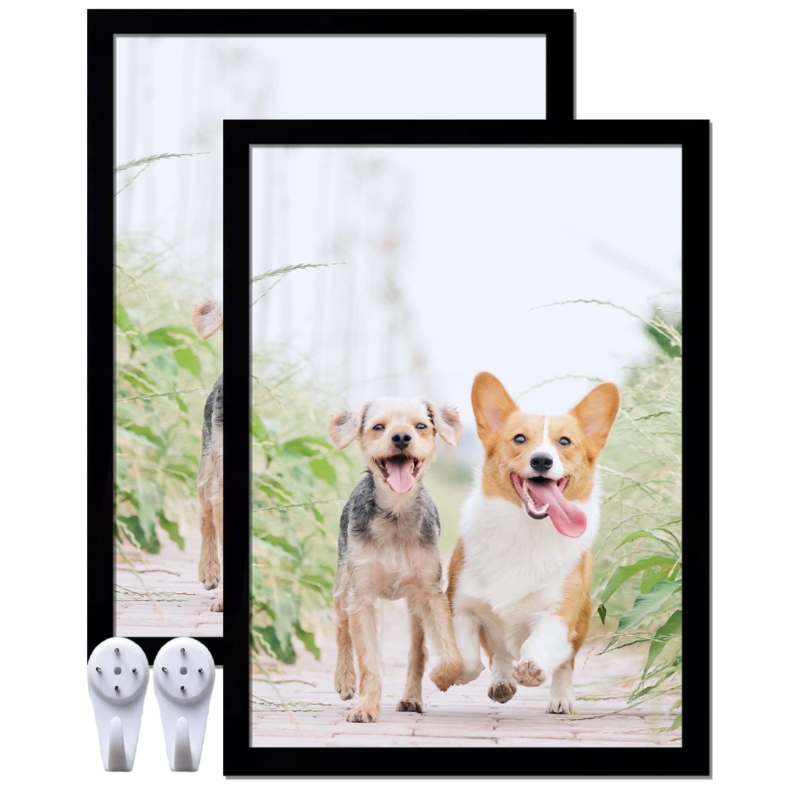 icariery Black 8x11 Picture Frame Set of 2, High Transparent Picture Frames for 8 x 11 Photo Canvas Collage Poster Certificate W