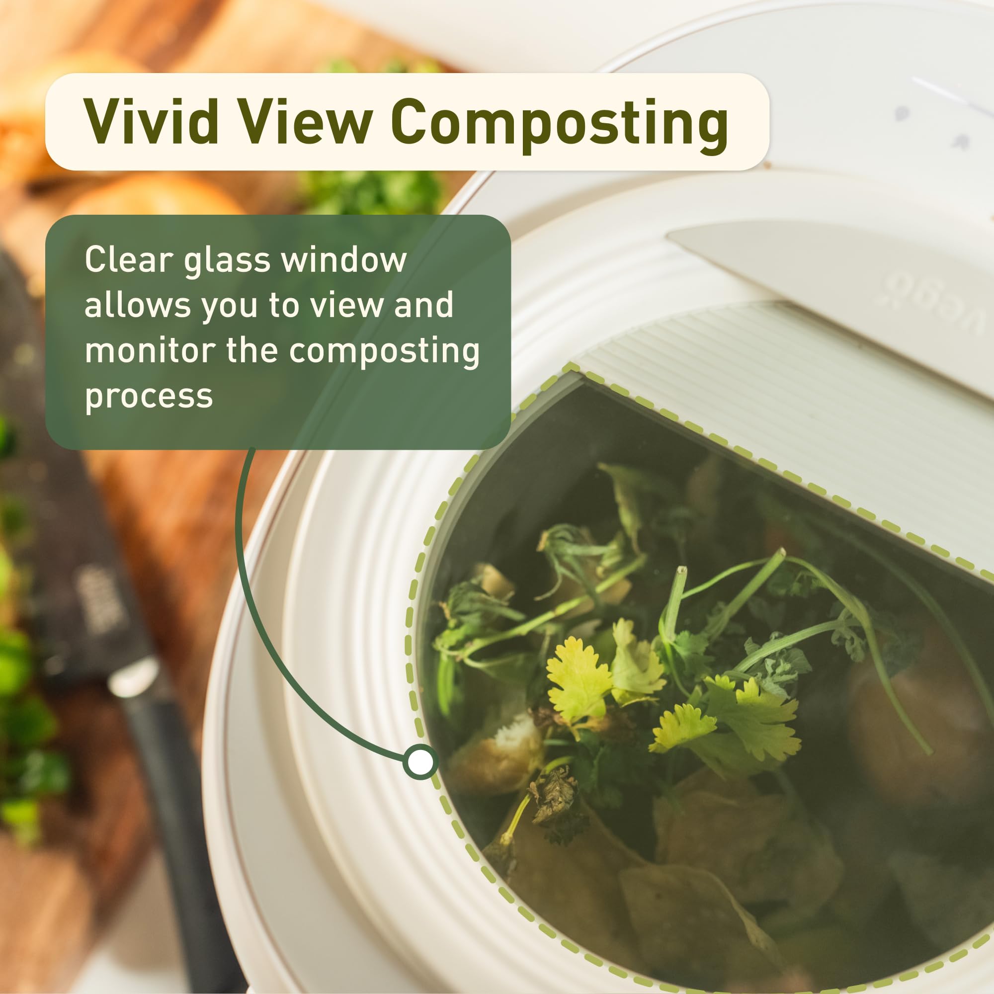 Vego Kitchen Composter, 4L Electric Composter Countertop 5 Modes Weight-Based Smart Compost Bin With App Odorless Auto-Cleaning