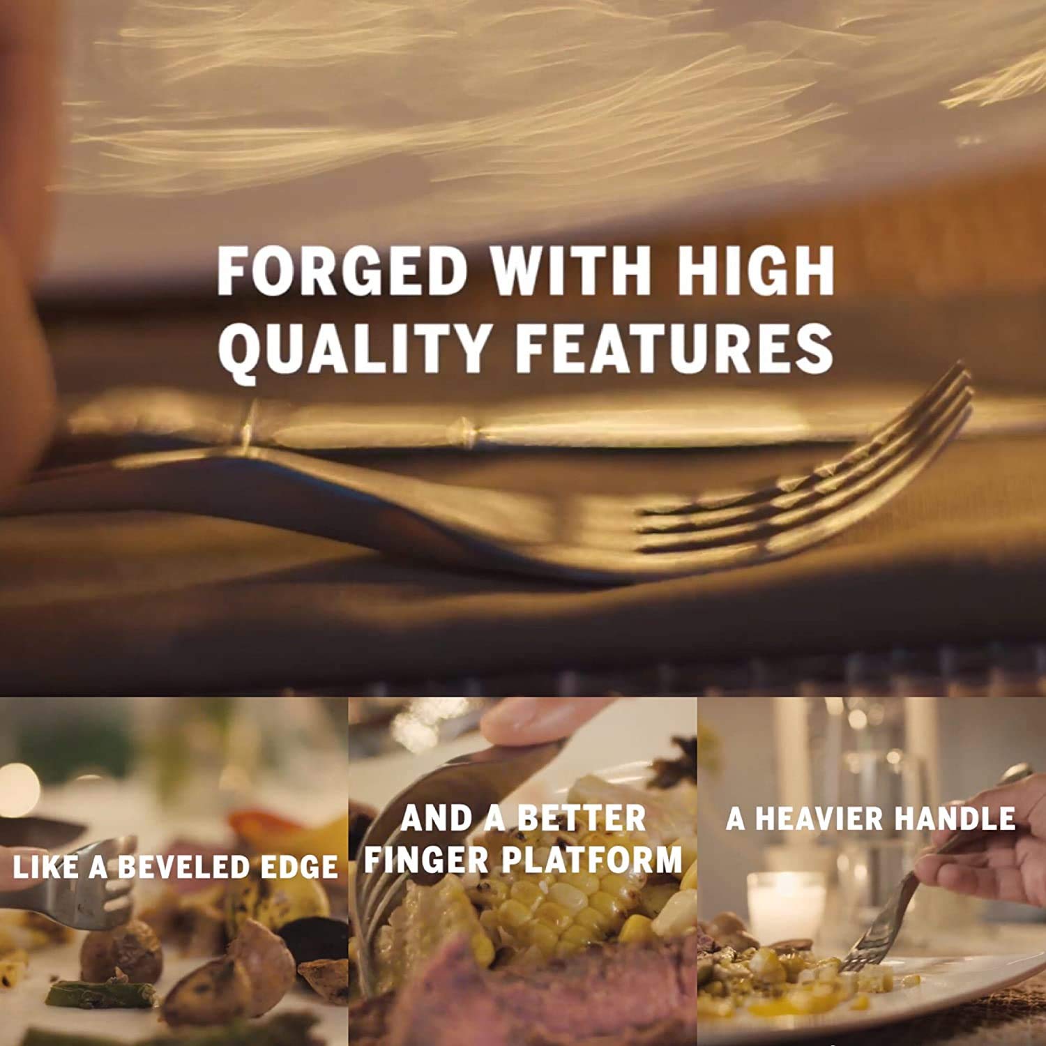 Knork Original Silverware Stainless Steel Metal Utensils Flatware Cutlery Place, 5 Piece Set, Matte Silver