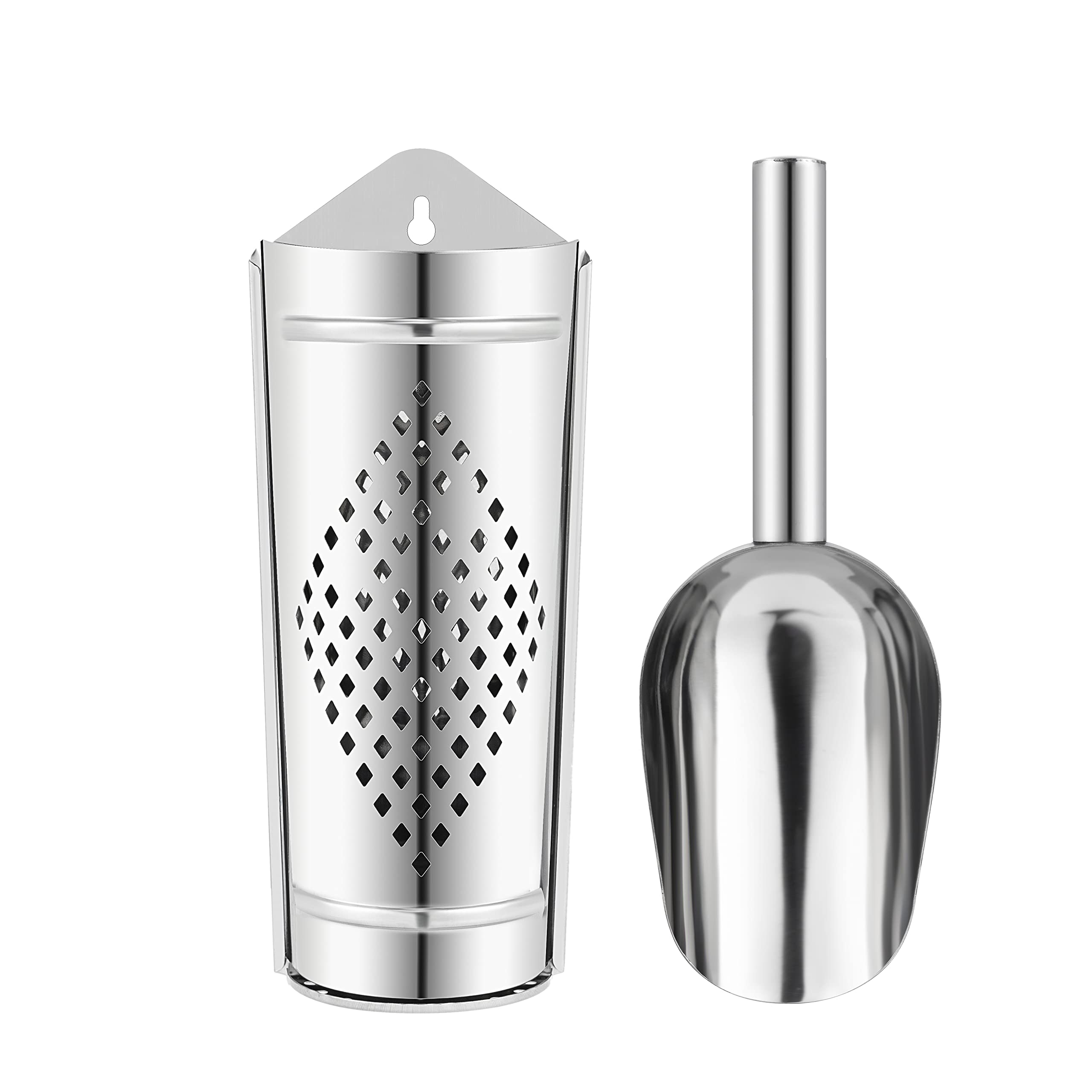 Stainless Steel Ice Scoop with Magnetic Holder for Ice Maker, Kitchen Freezer or Refrigerator,Great Accessory for house applianc