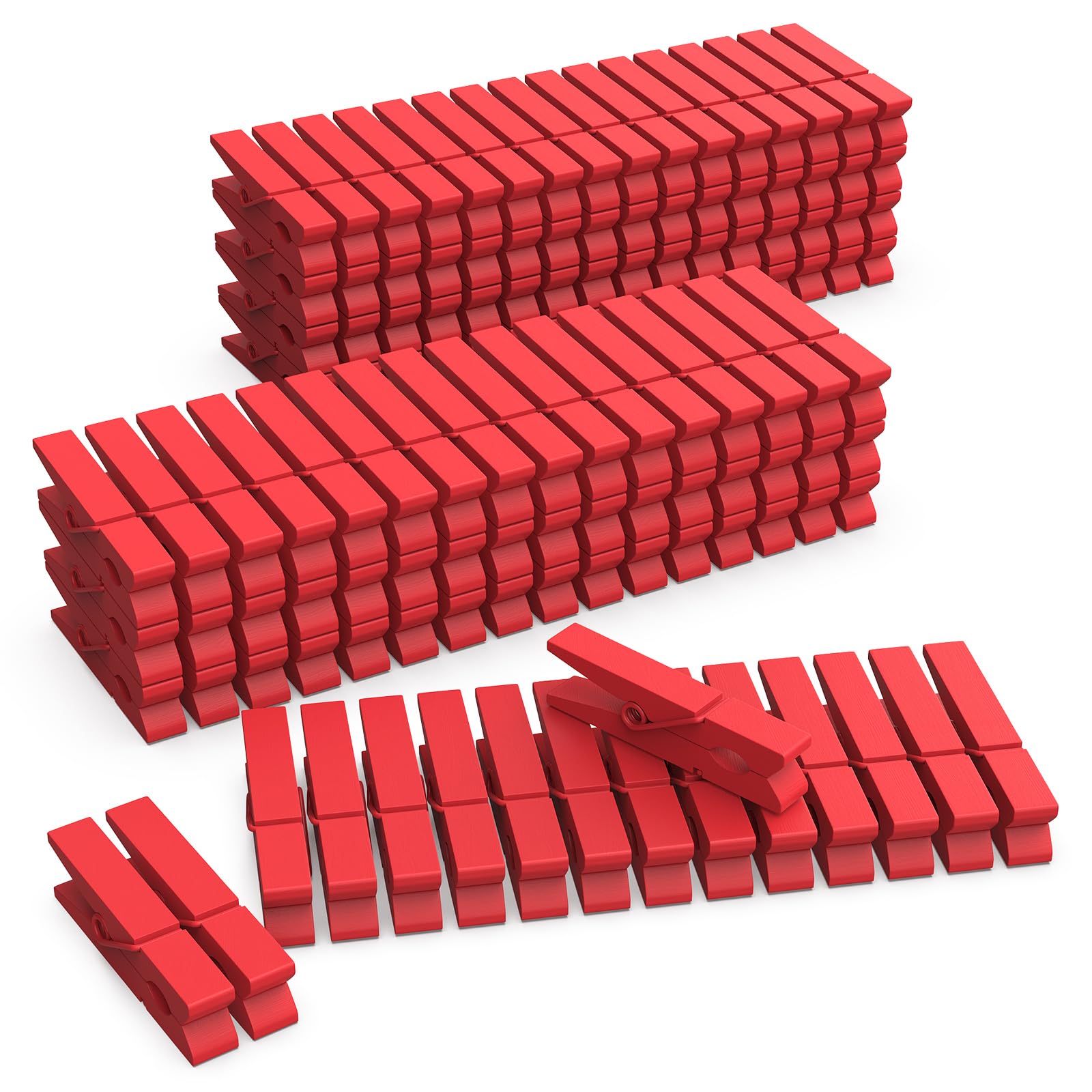 (Pack Of 128) Mini Wooden Colored Clothespins Red
