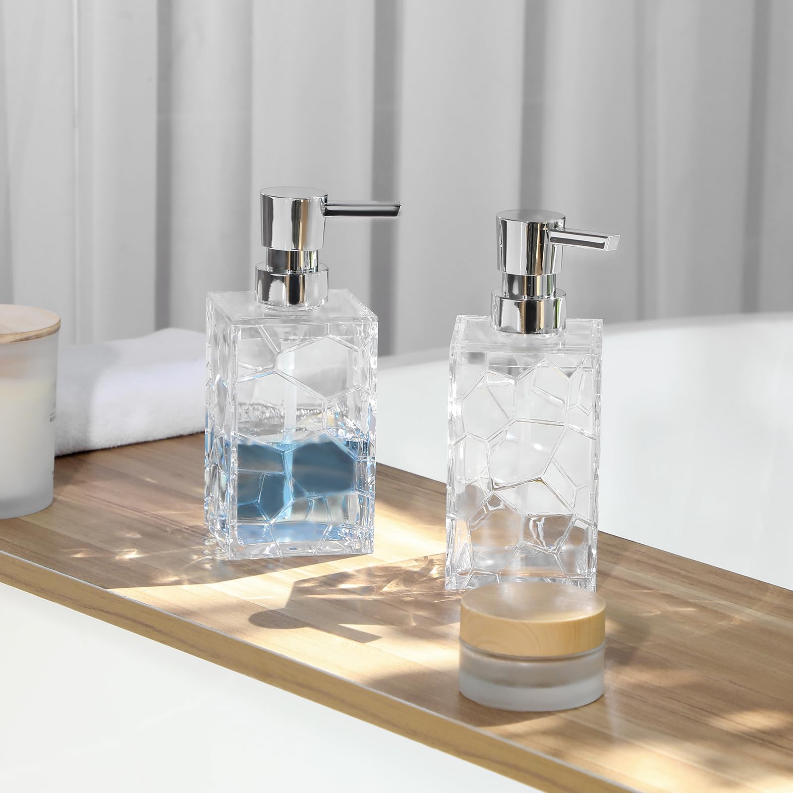 Hand Soap Dispenser, Clear Acrylic Plastic Liquid Pump Bottles Refillable Lotion Dispenser For Bathroom Decor Kitchen College Do
