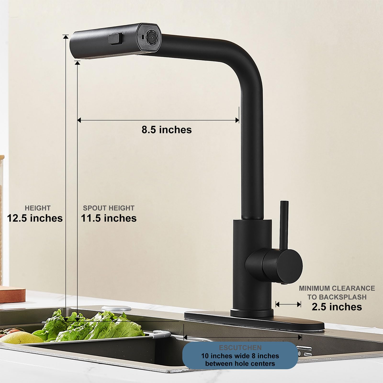 Avsiile Kitchen Faucet With Pull Down Sprayer, Black Waterfall Touch Single Hole Stainless Steel Kitchen Sink Faucets, Commercia