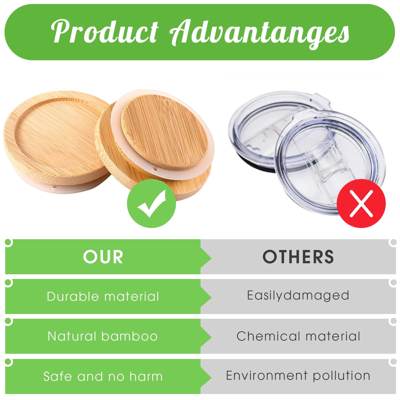 Oui Yogurt Jar Lids Set Bamboo Wood Lids With Silicone Sealing Rings Storage Canning Jar Bamboo Lids Wide Mouth Jar Lids Oui Lid
