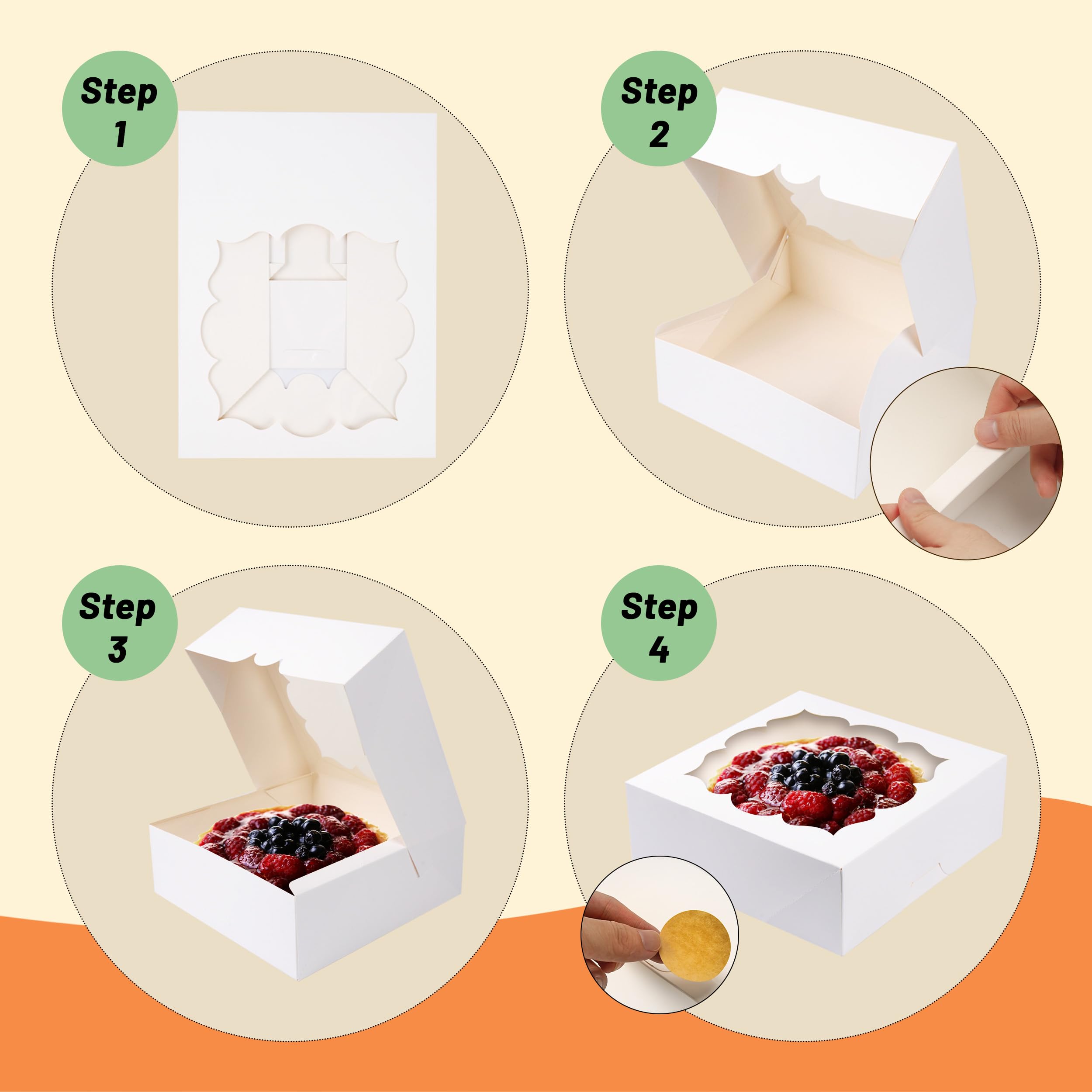 LOKQING 20 Pack Pie Boxes Cake Boxes Bakery Boxes with Window Pastry Boxes for Gift Giving 9x9x3inch (White)
