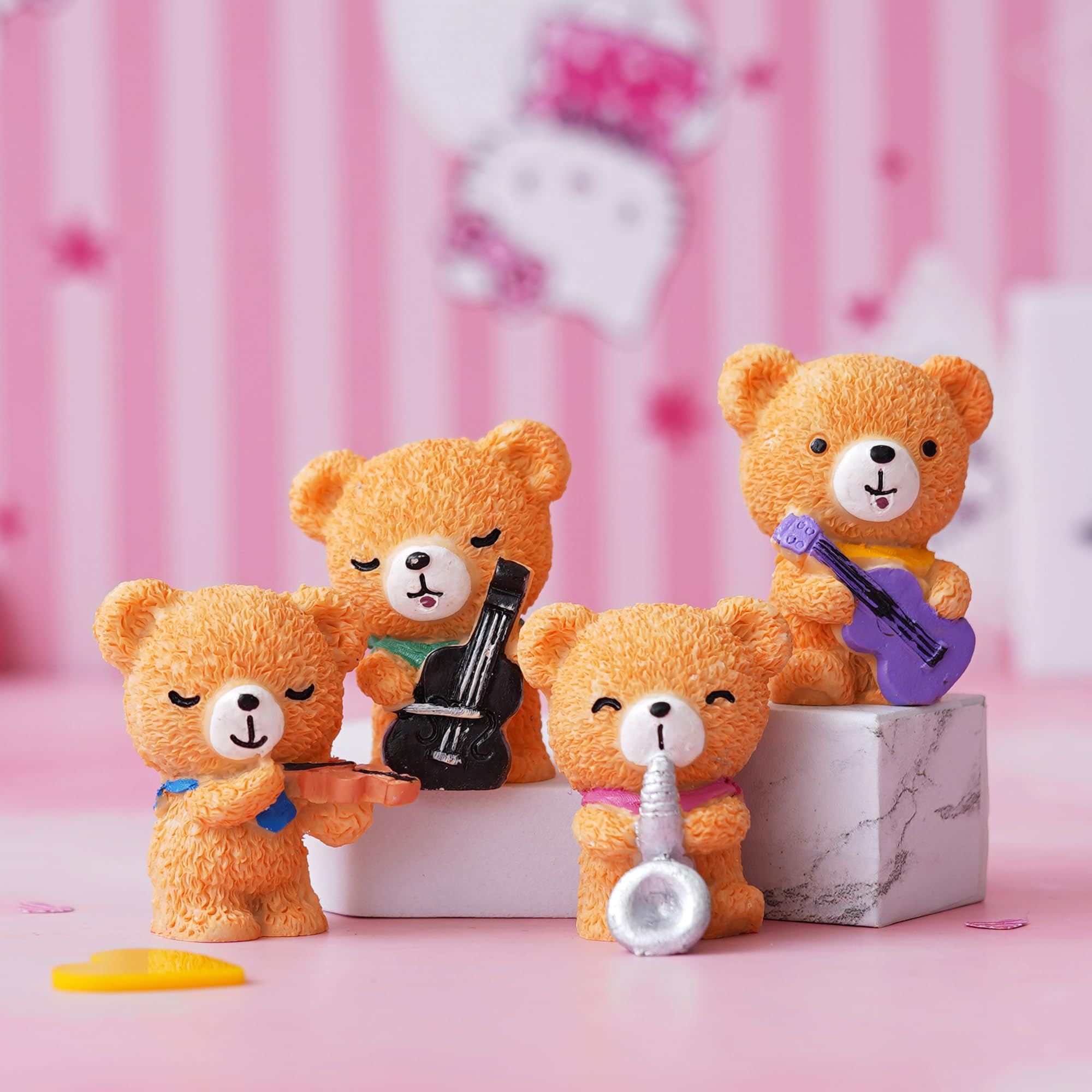 Ecraftindia Valentine Gift For Girlfriend Boyfriend Set Of 4 Cute Teddy Bears Playing Musical Instruments Decorative Showpieces 