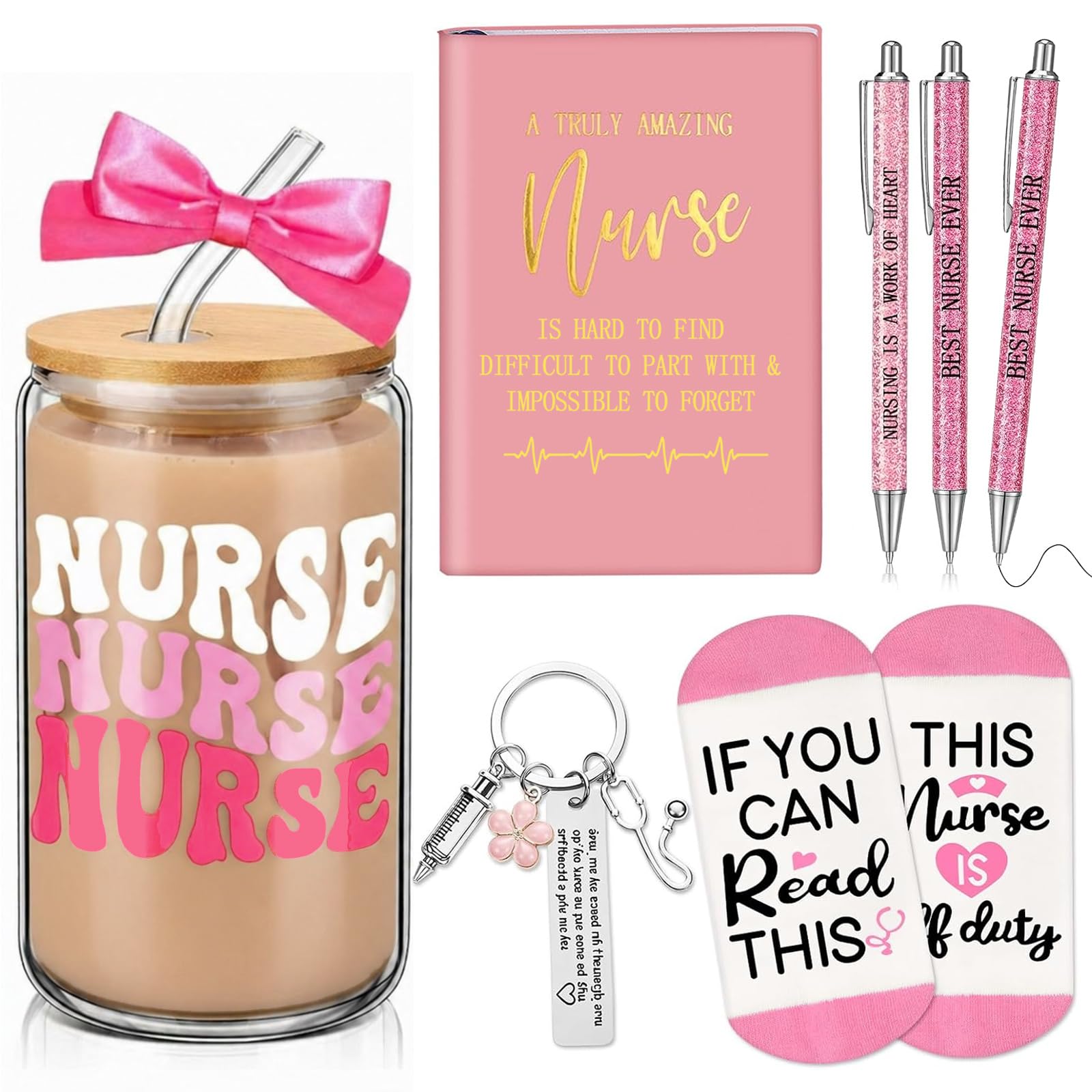 Potchen 2026 CNA Week Gift Set Thank You Nurse Appreciation Gift Baskets with 16 oz Glass Cup Pen Notebook for Nurse Graduation 