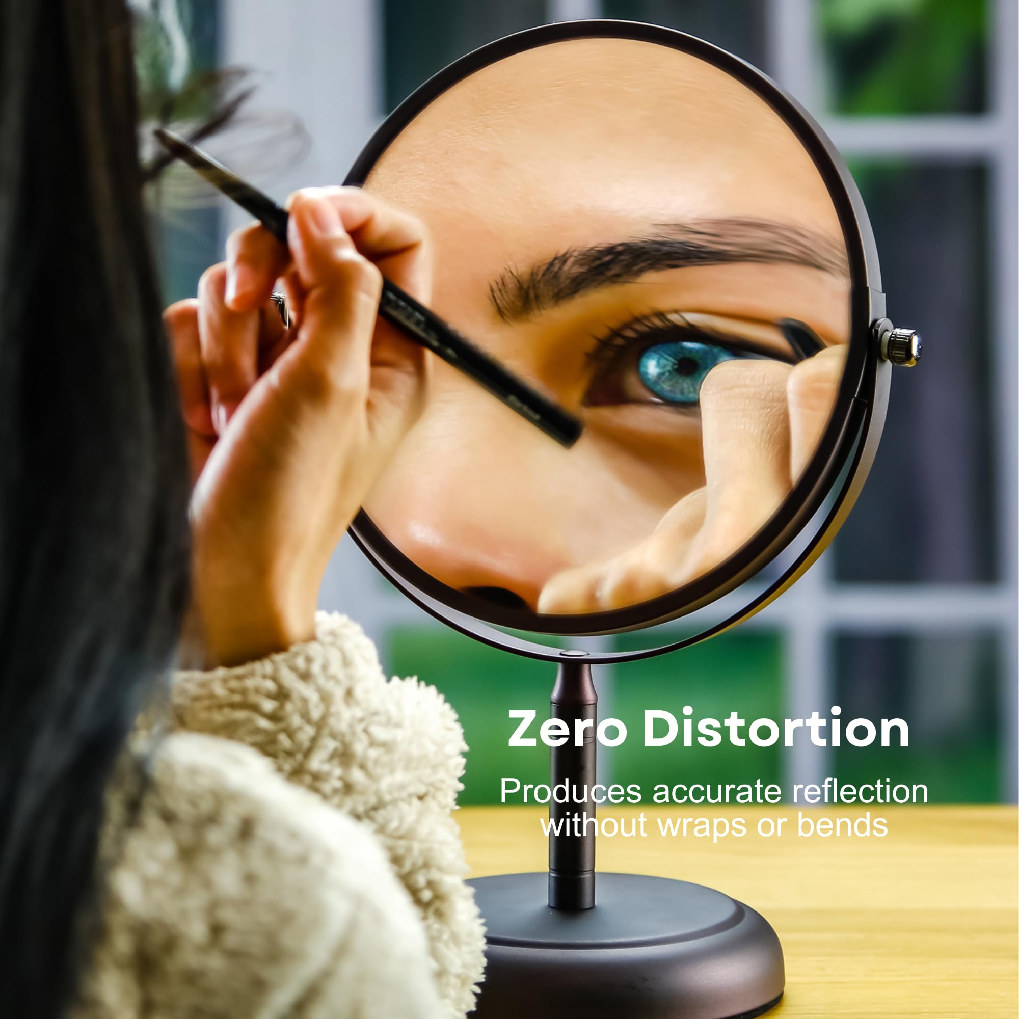 Ovente 7'' Tabletop Makeup Mirror With 1X/5X Magnification, 360 Swivel Design And Double-Sided Free-Standing Vanity Mirror Perfe