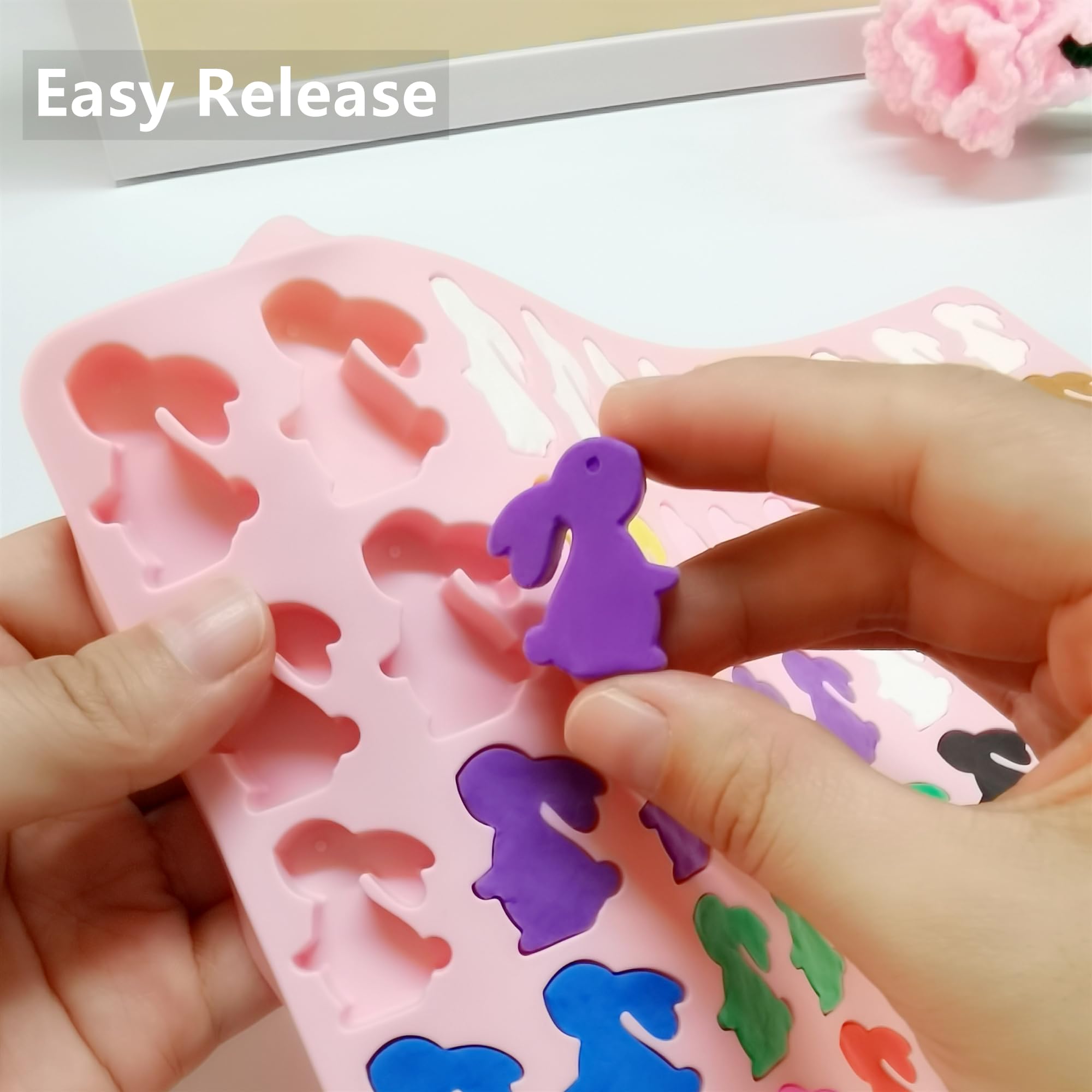 Tadonyny Small Bunny Silicone Molds For Candy Gummy Chocolate, Easter Molds, Rabbit Silicone Mold With Scraper (Bunny)
