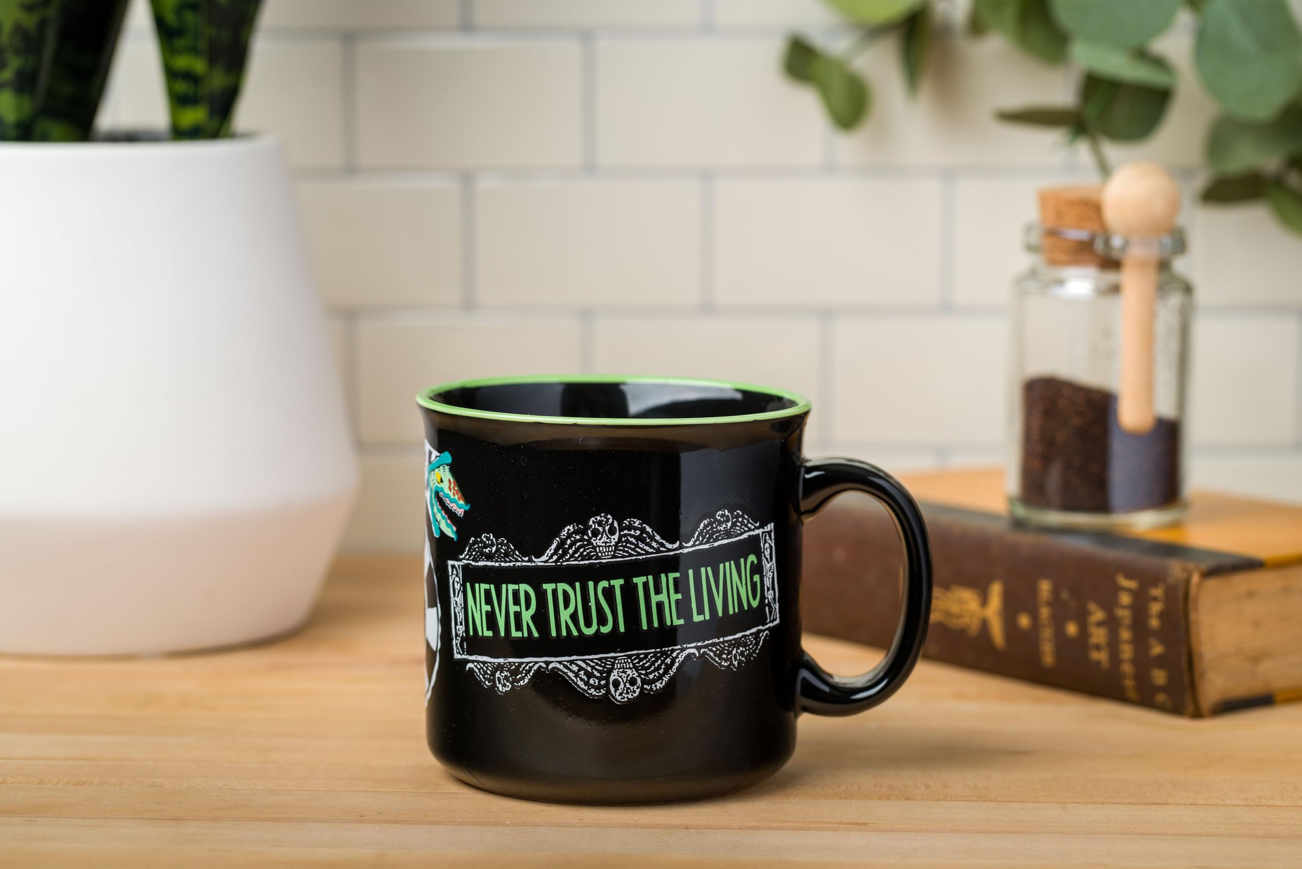 Silver Buffalo Beetlejuice Sandworm Never Trust the Living    Ceramic Camper Mug, 20 Ounces