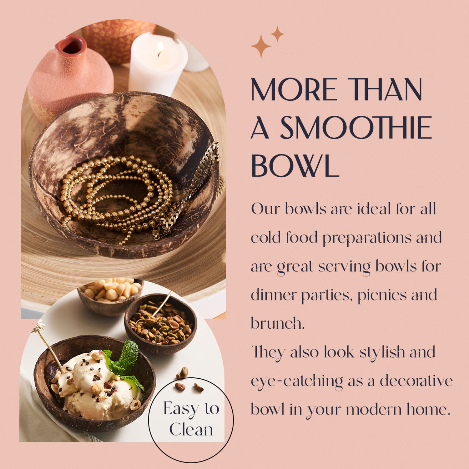 Cocobowlco Coconut Bowl & Wooden Spoons Bowl Set - Birthday Gifts For Women - Coconut Bowls For Eco Friendly Kitchen Decor, Acai