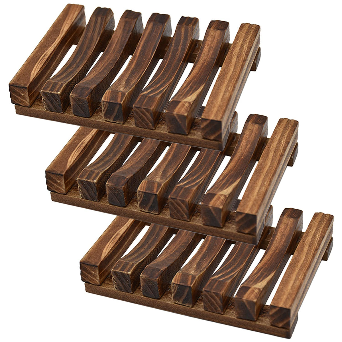 Soap Dish Holder, 3 Pcs Natural Wooden Soap Saver, Soap Case For Shower, Self Draining Soap Tray For Bathroom, Extend Soap Life,