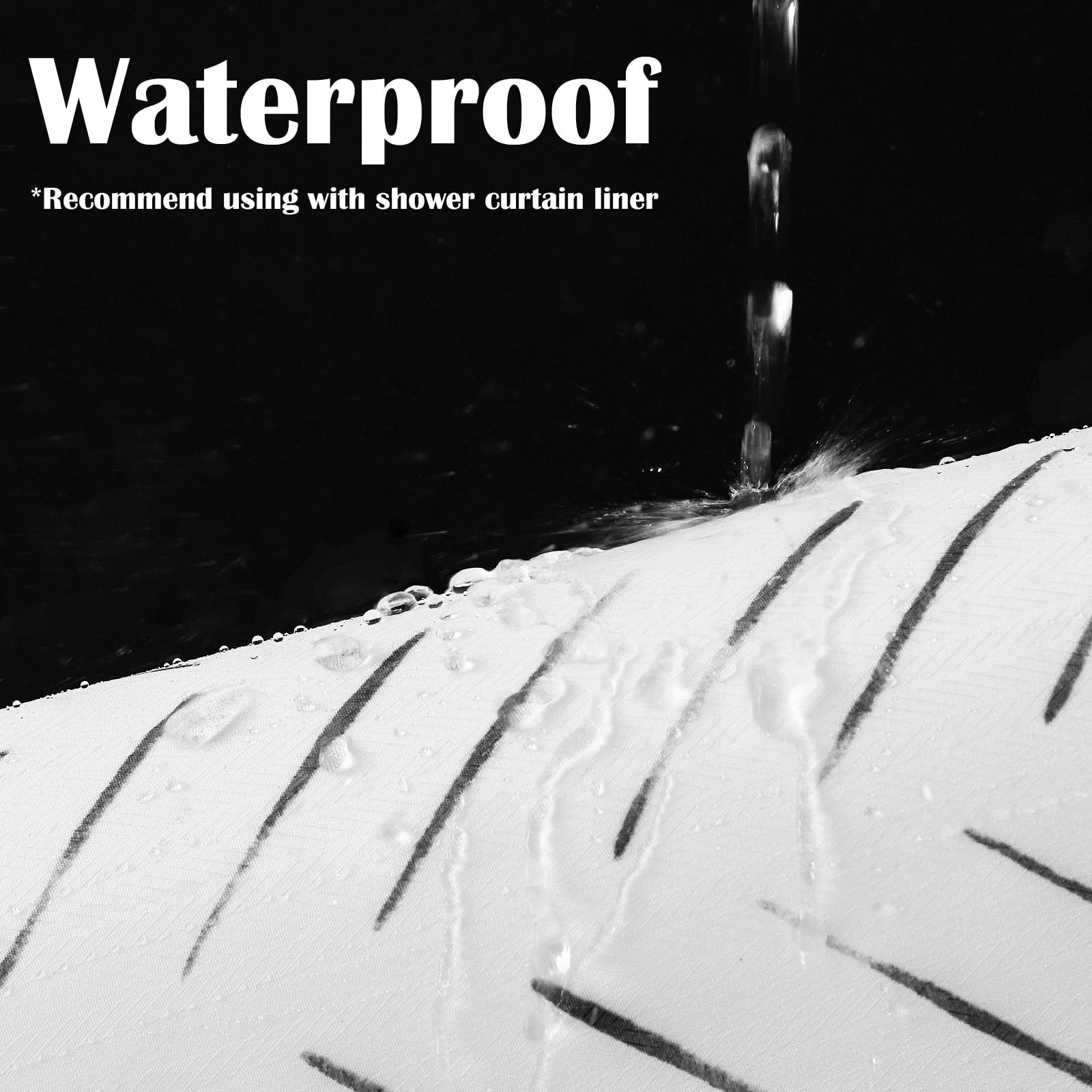 Jinchan Extra Long Black And White Shower Curtain Herringbone Modern Fabric Shower Curtain Zig Zag Inky Chevron Farmhouse Shower