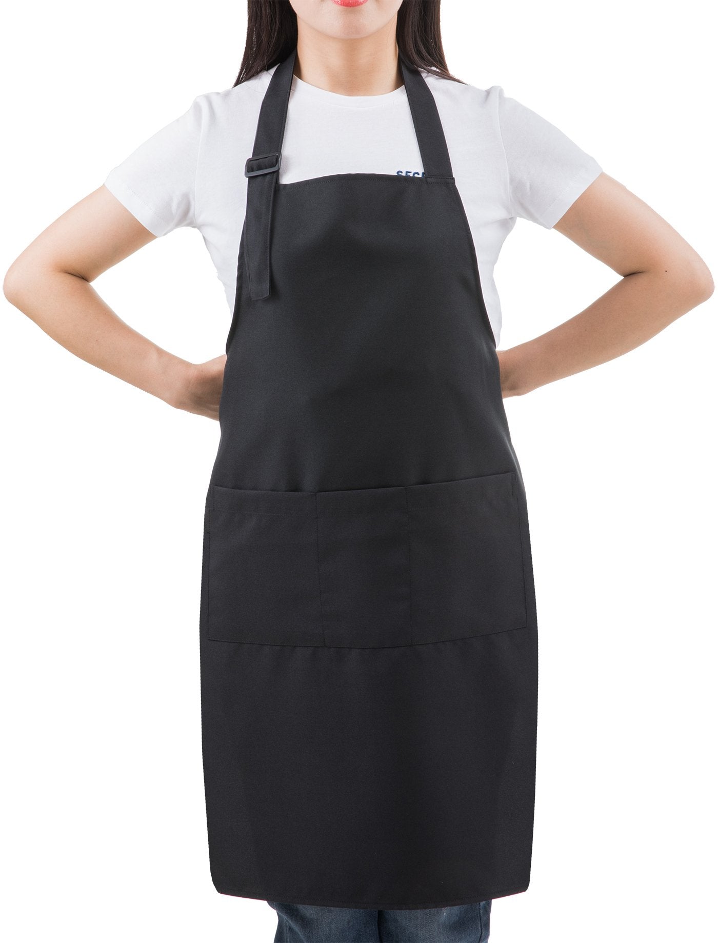 1 , Black : Sew Ur Life Black Professional Waterdrop Resistant Neck Adjustable Plus Size Bib Apron 3 Pockets Home Kitchen Garden