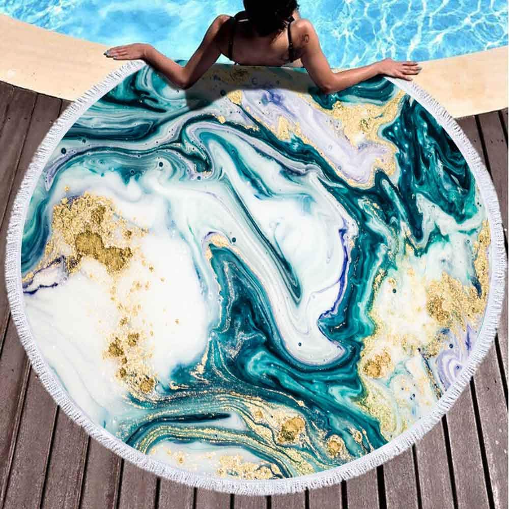 Fullentiart Beach Round Towel,Quick Dry Beach Towel Fluid Art Natural Luxury Magic Effect Kids Beach Towels Beach Towel For Wome
