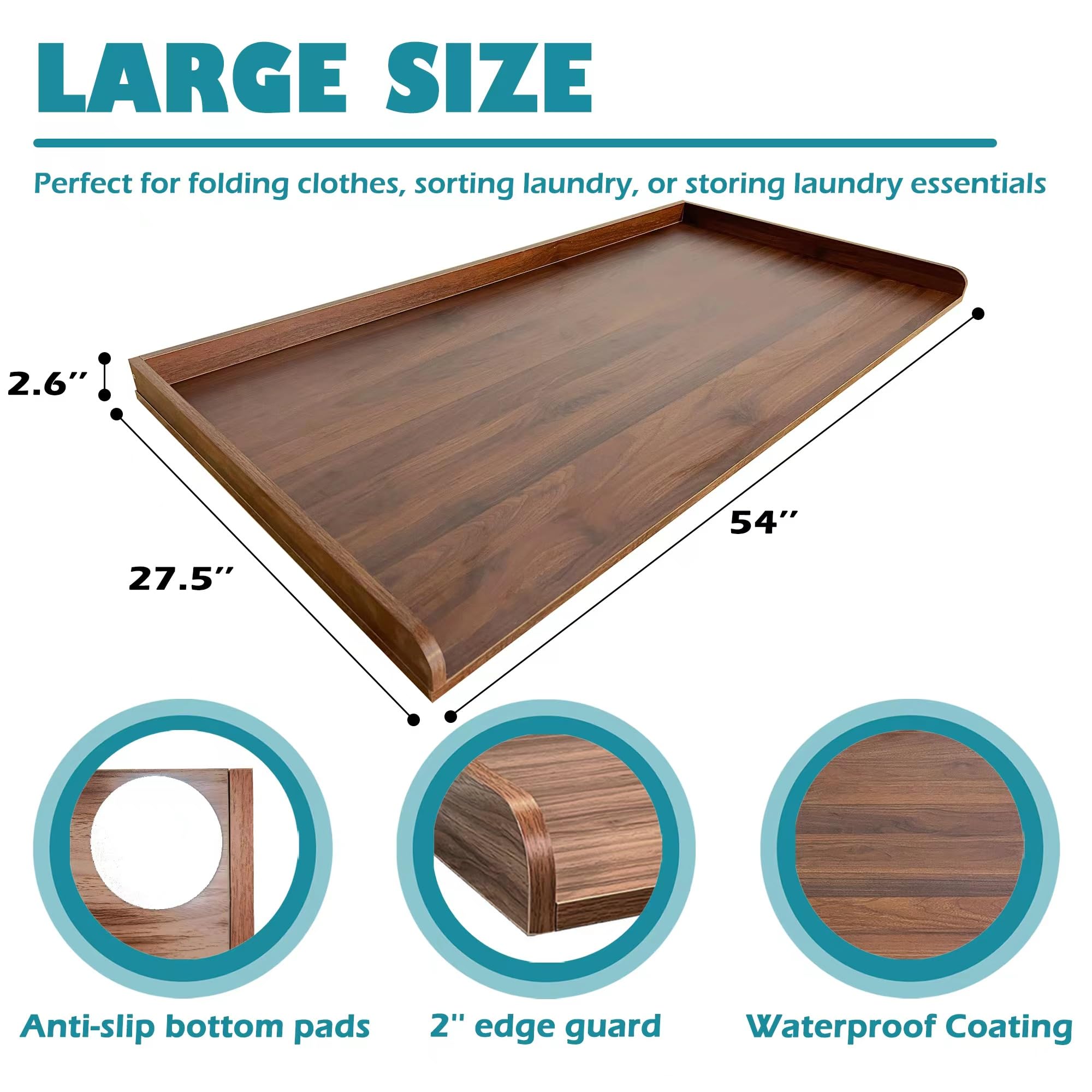 Royxen Laundry Countertop Solid Wood, Countertop For All Front-Loaded Washing Machine And Dryer, Extra Room For Laundry Room, Wa
