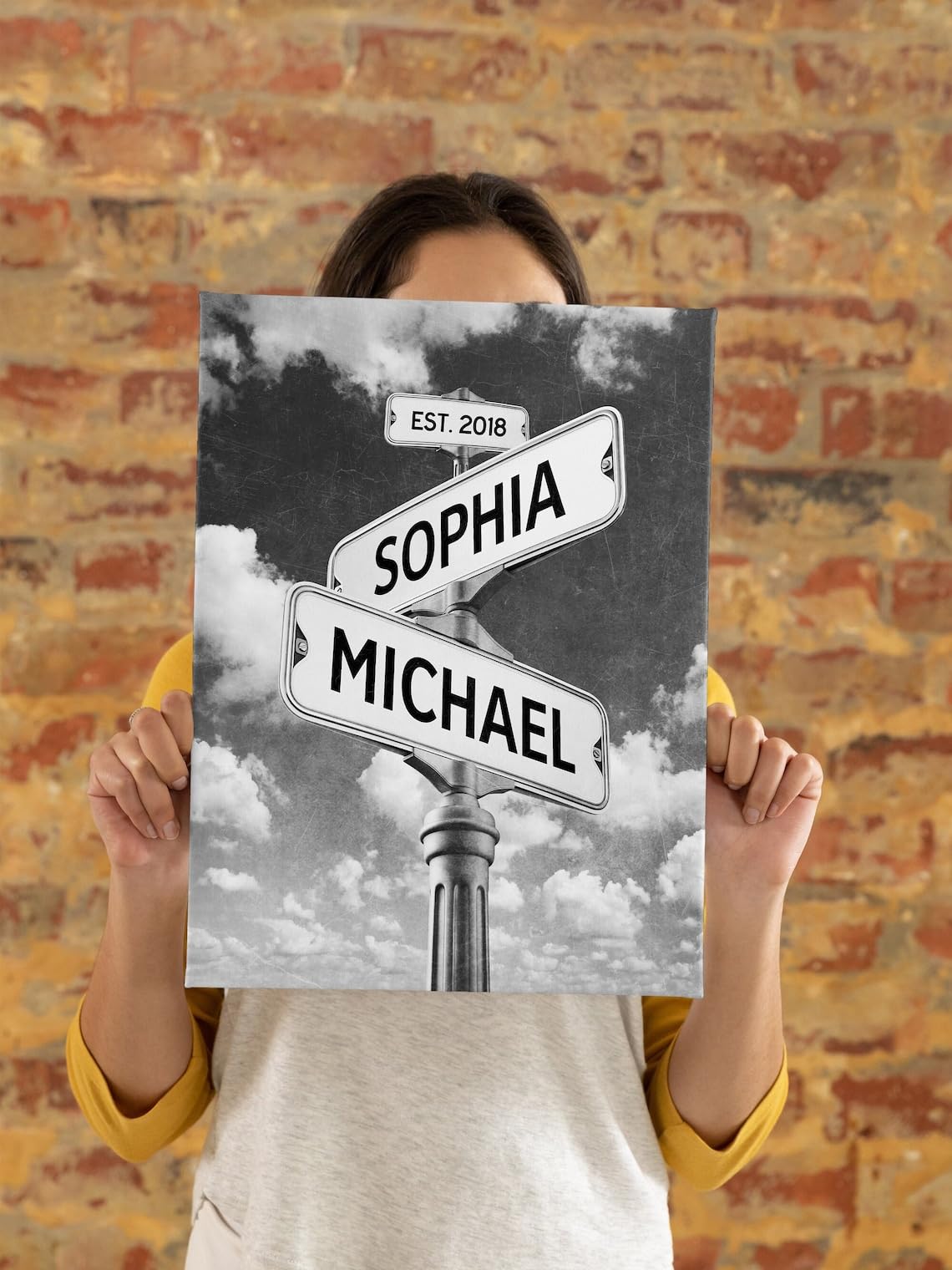 Vintage Any Names Street Sign Canvas Print, Wedding Old Street Sign Poster Print, Gift For Anniversary Wedding, Gift For Birthda