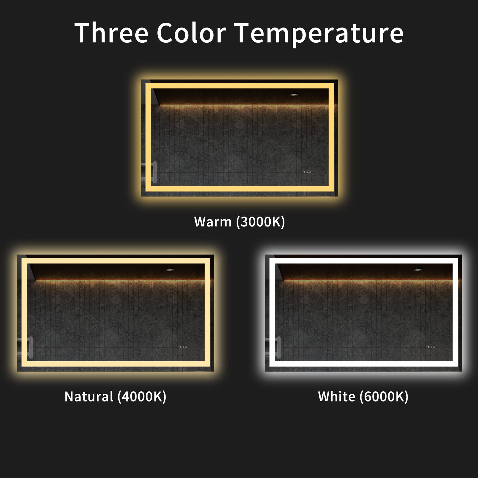 LOAAO 48X36 LED Bathroom Mirror with Lights  Anti-Fog  Dimmable  Backlit + Front Lit  Lighted Bathroom Vanity Mirror for Wall  Shatter-Proof  Memory Function  ETL Listed