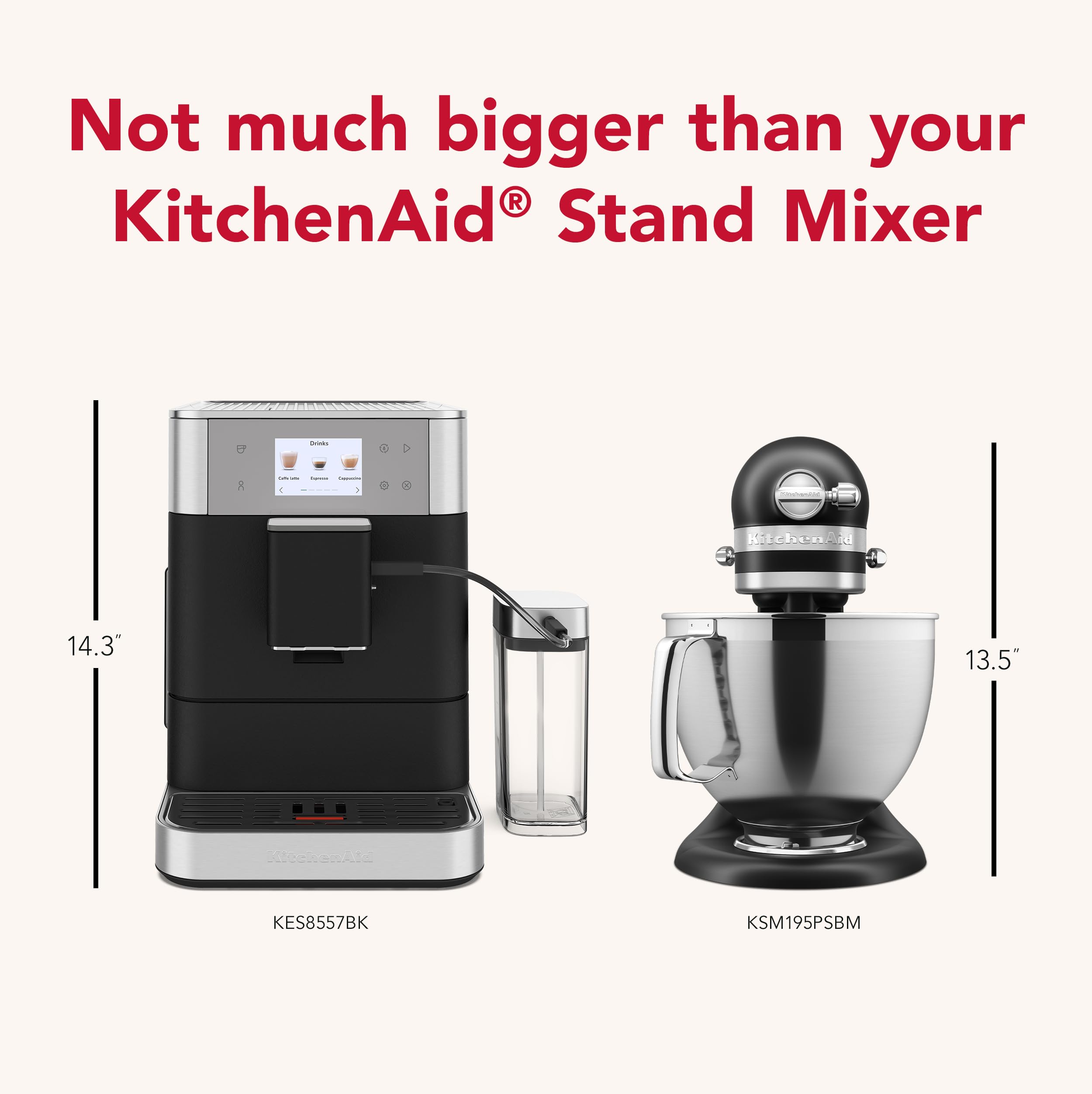 Kitchenaid Fully Automatic Espresso Machine Kf7 With Milk Attachment, Kes8557Bk, Cast Iron Black