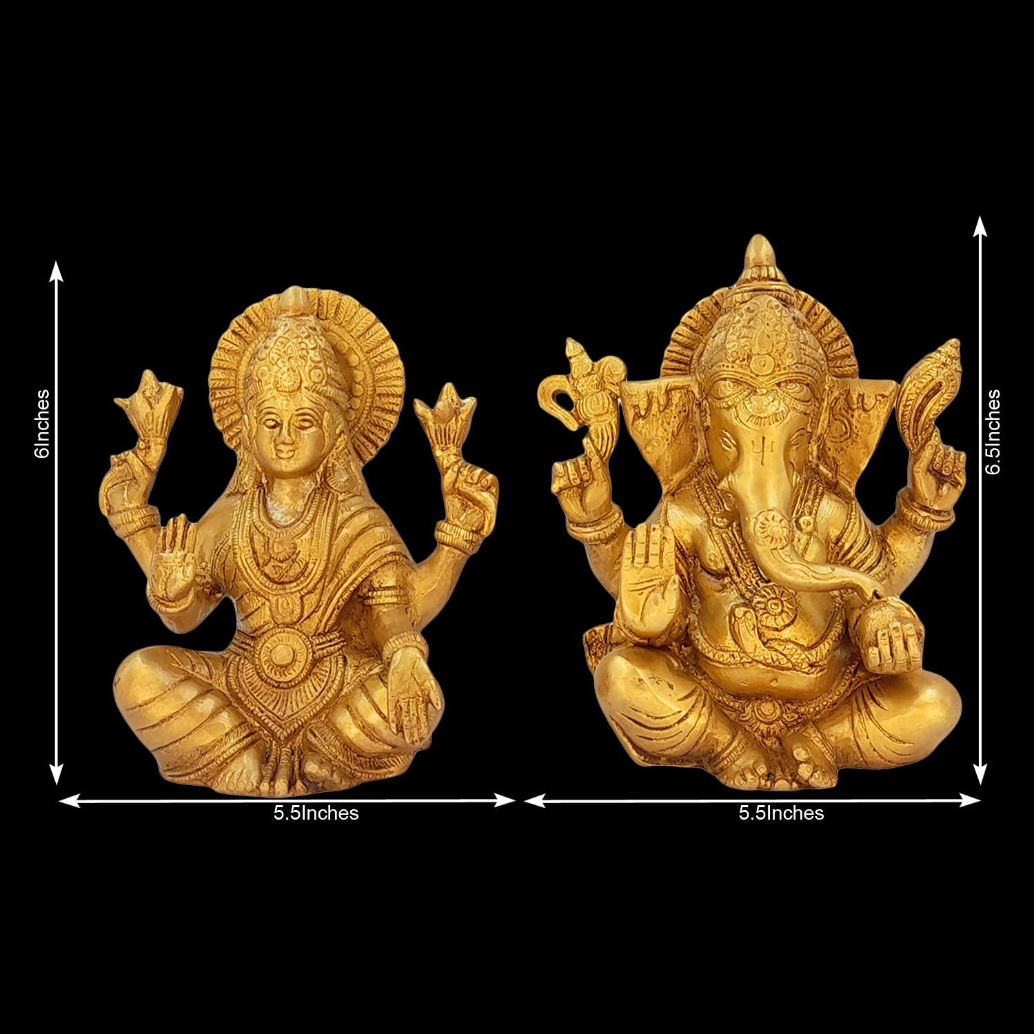 Artvarko Brass Ganesha Laxmi Ganesh Lakshmi Bhagwan Idol Sitting Statue For Home Office Success Entrance Dcor Diwali Pooja Good