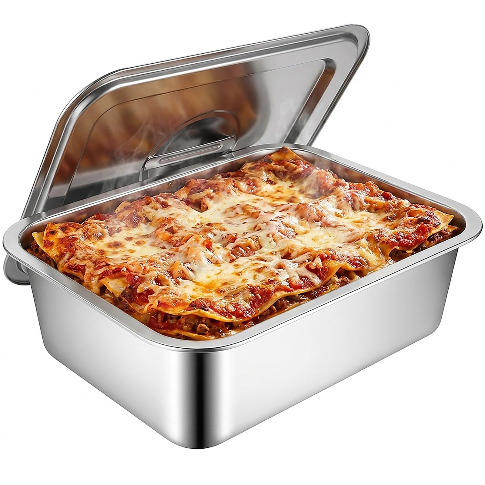 Lasagna Pan with Lid, 9x13 Deep Stainless Steel Lasagna Pan, 7.6QT for Oven