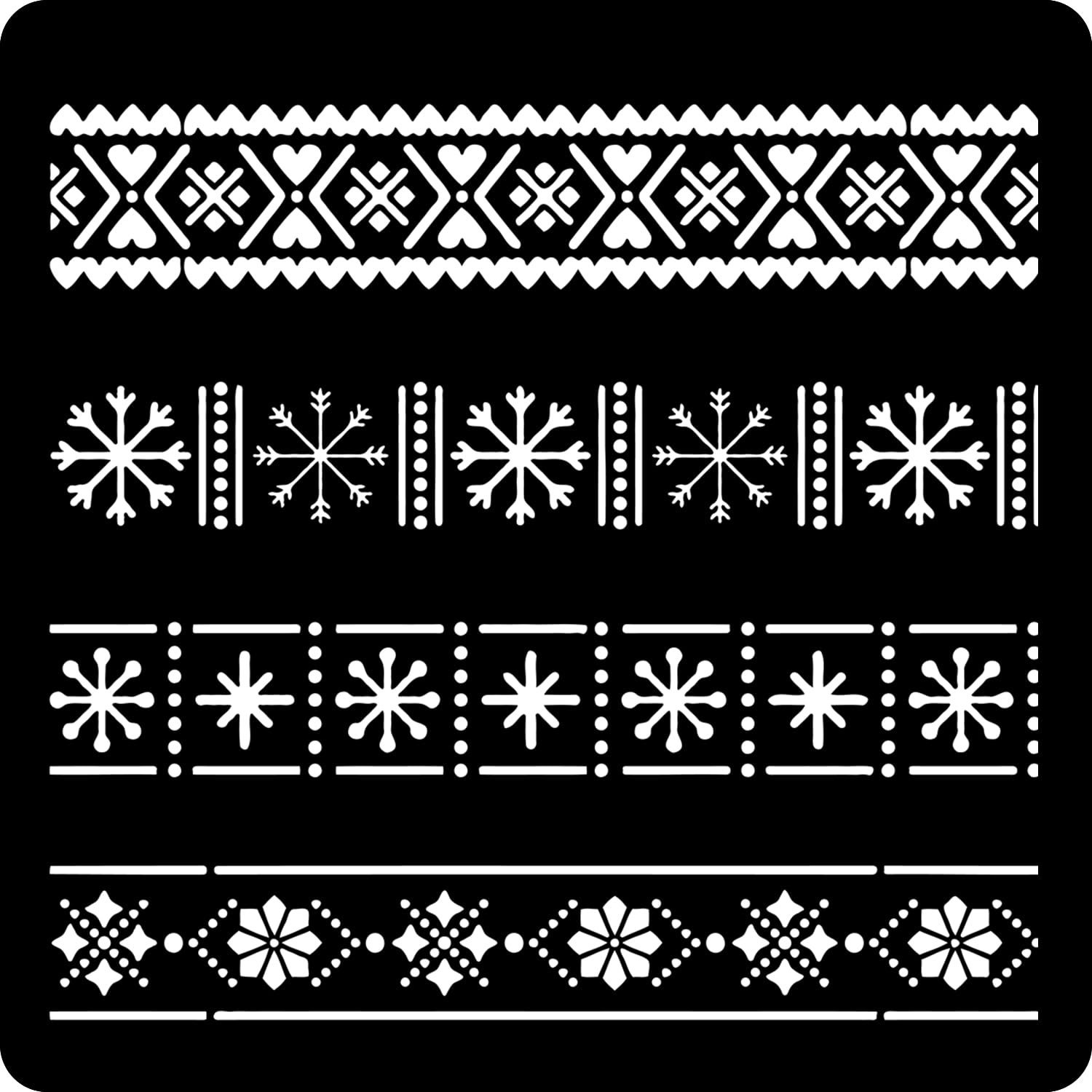 Kachi Pencil Border Design Art Craft Stencils For Wall Painting Big Size 12X12 Inch Reusable Stencil For Painting, Fabric, Glass
