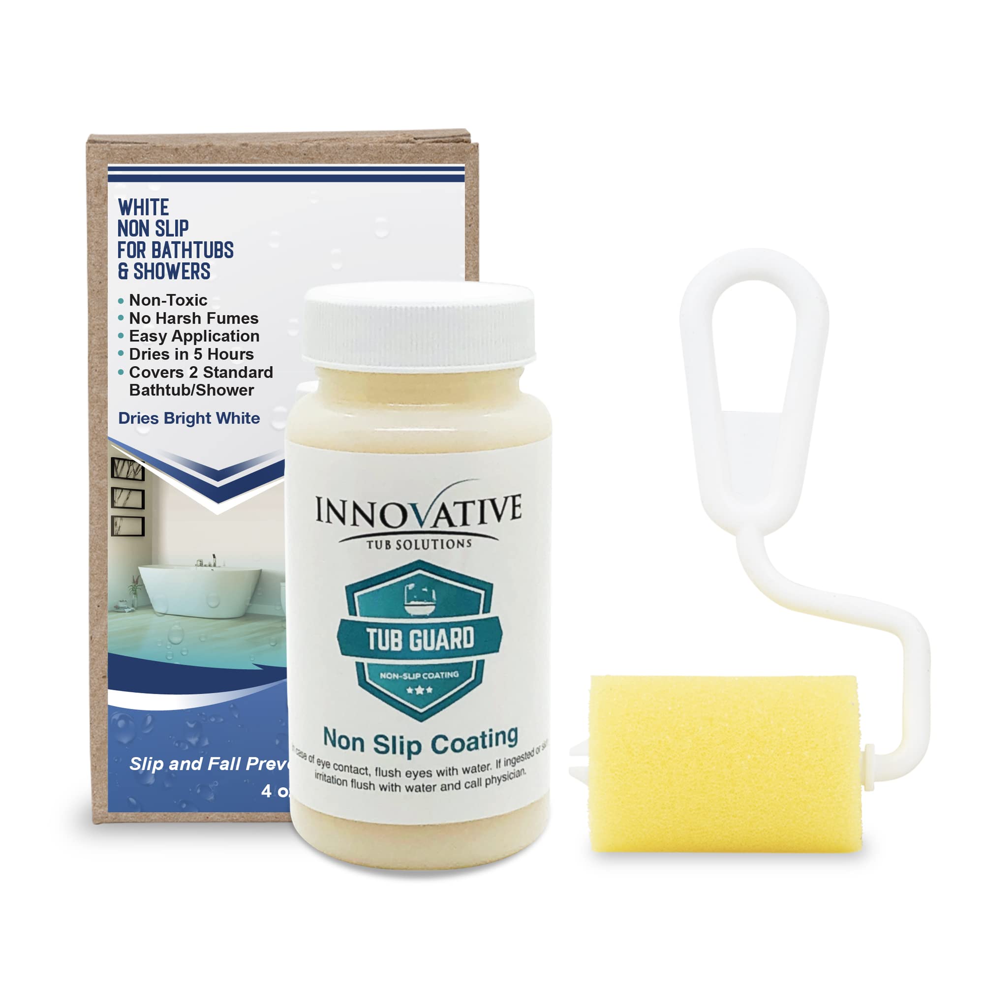 Tub Guard Anti Slip - White Bathtub & Shower Grip Textured Non Slip Coating For Slippery Tubs Or Shower Floors - 4 Oz. (2 Tubs O