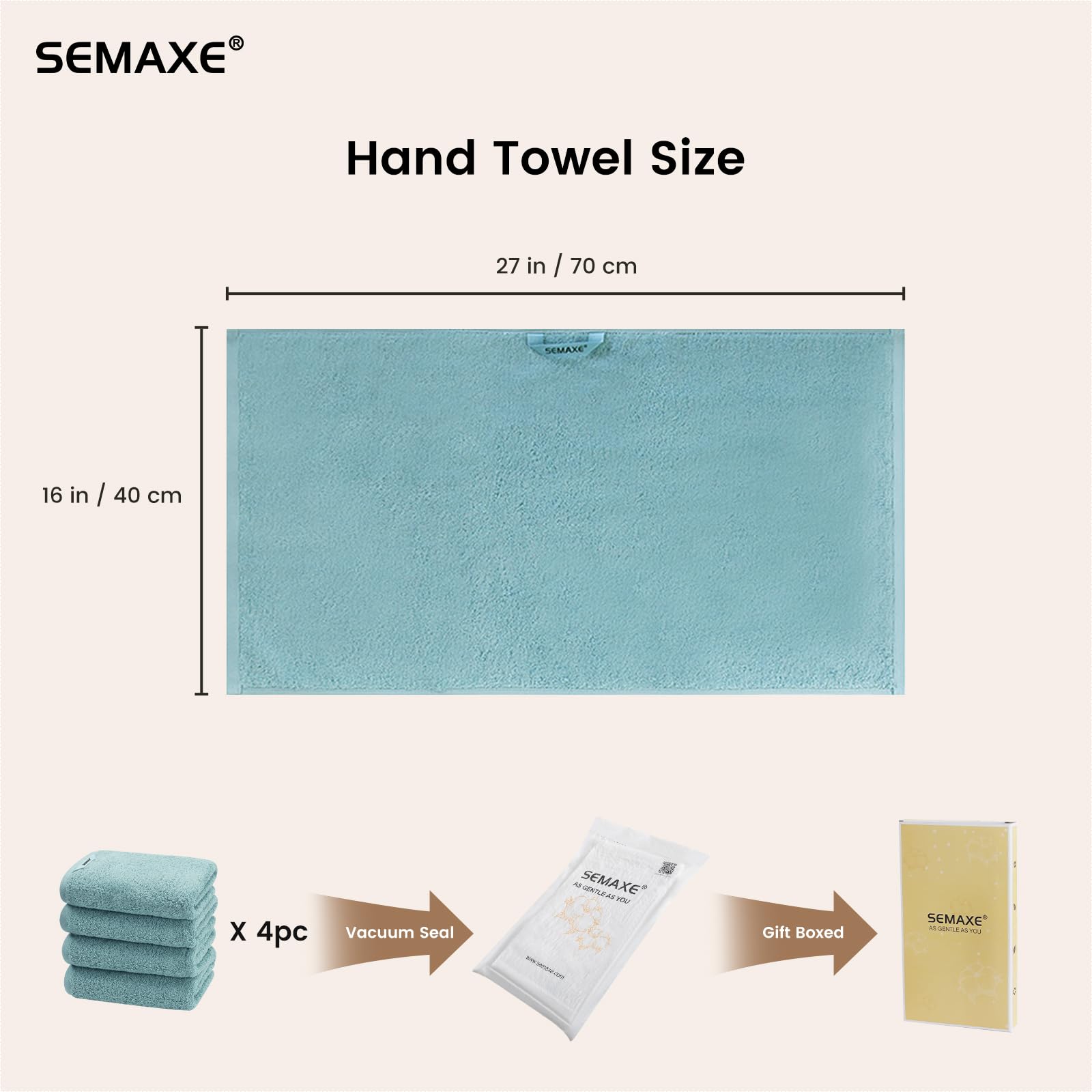 SEMAXE Hand Towel  100% Cotton Towel Set for Bathroom  Soft and Highly Absorbent Towel  Hotel & Spa Quality  16?x 27?(Ice Lake Blue)