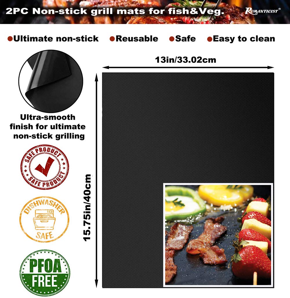 Romanticist 23Pc Must-Have Bbq Grill Accessories Set With Thermometer In Case - Stainless Steel Barbecue Tool Set With 2 Grill M