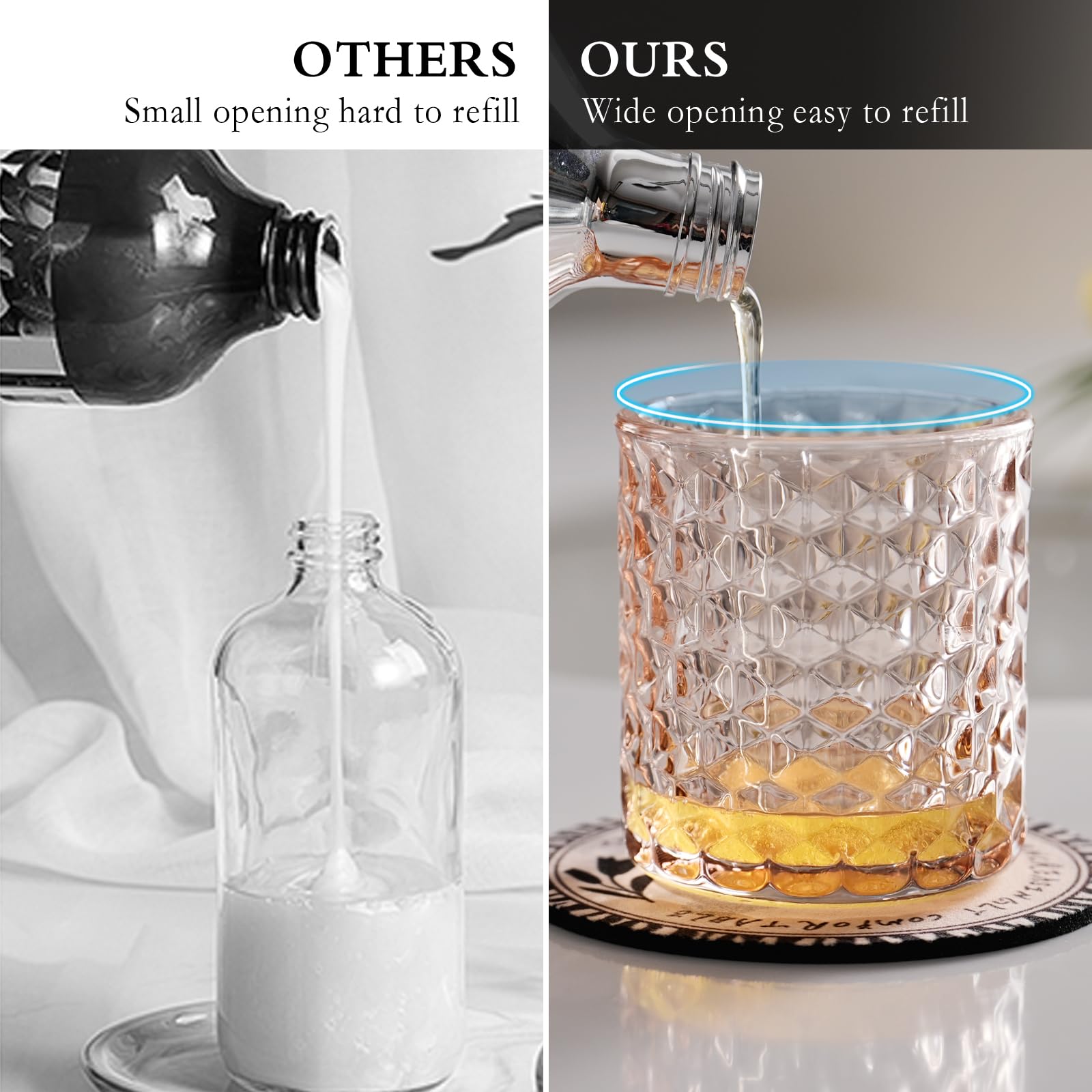 Cicufy Hand Soap Dispenser Glass, Refillable Liquid Dispenser For Bathroom & Kitchen,Lotion Dispenser With Large Gold Pump(Diamo