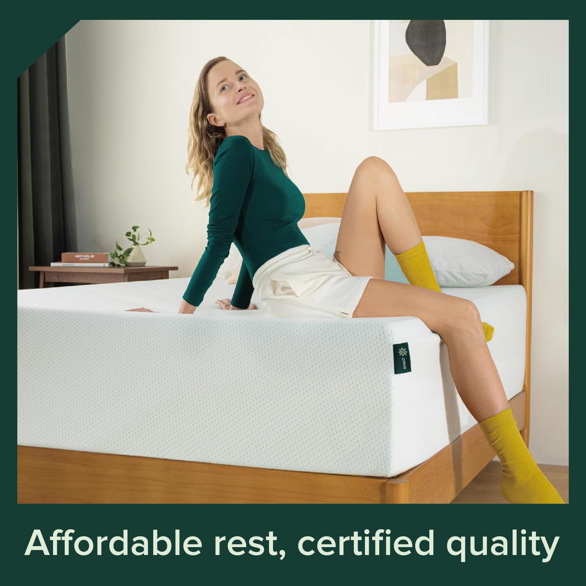 Zinus 14 Inch King Green Tea Memory Foam Mattress, Fiberglass Free, Medium Firm Feel, Zoned Pressure Relief, Certified Safe Foam