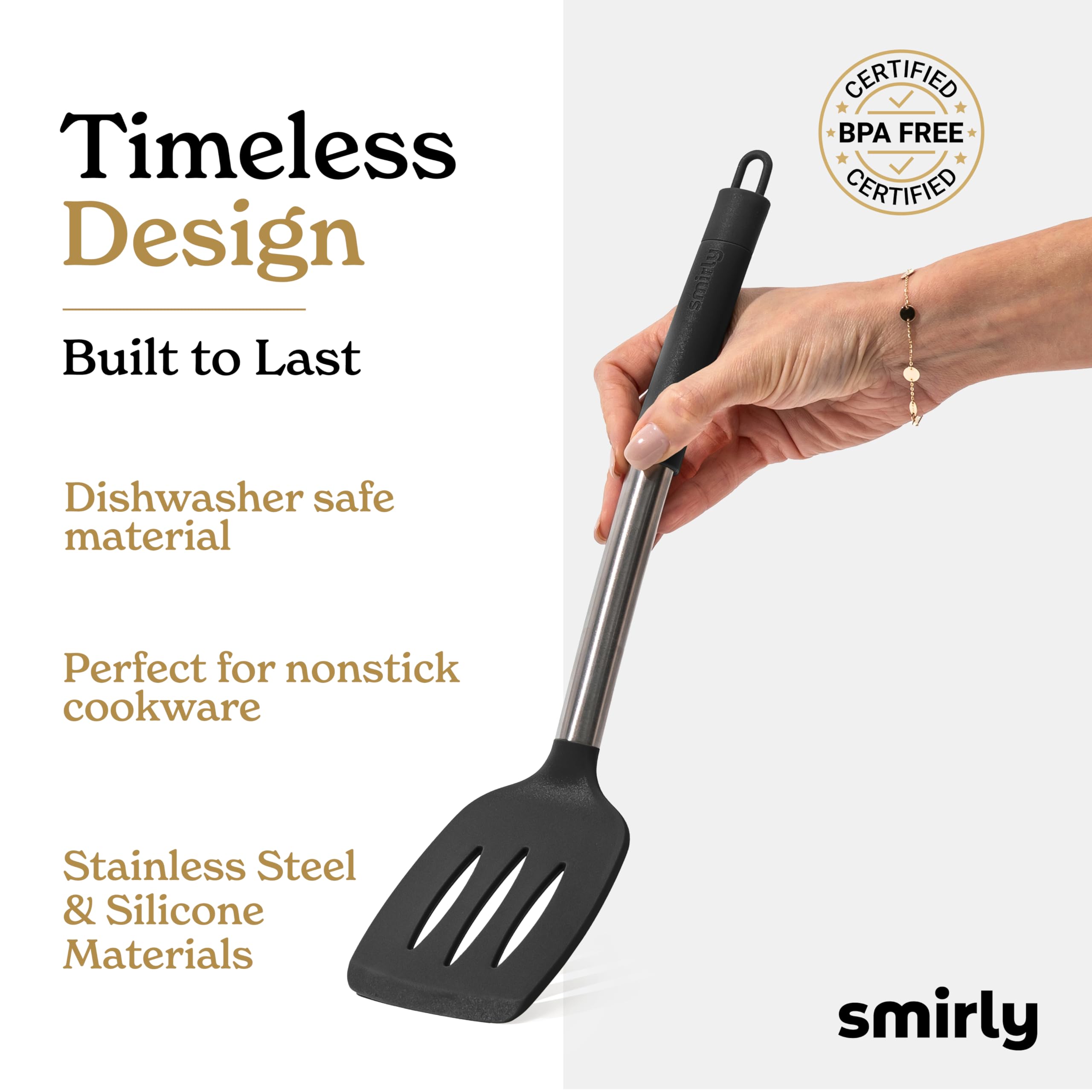 Smirly Silicone Cooking Utensils Set With Holder - Kitchen Tools For Nonstick Cookware