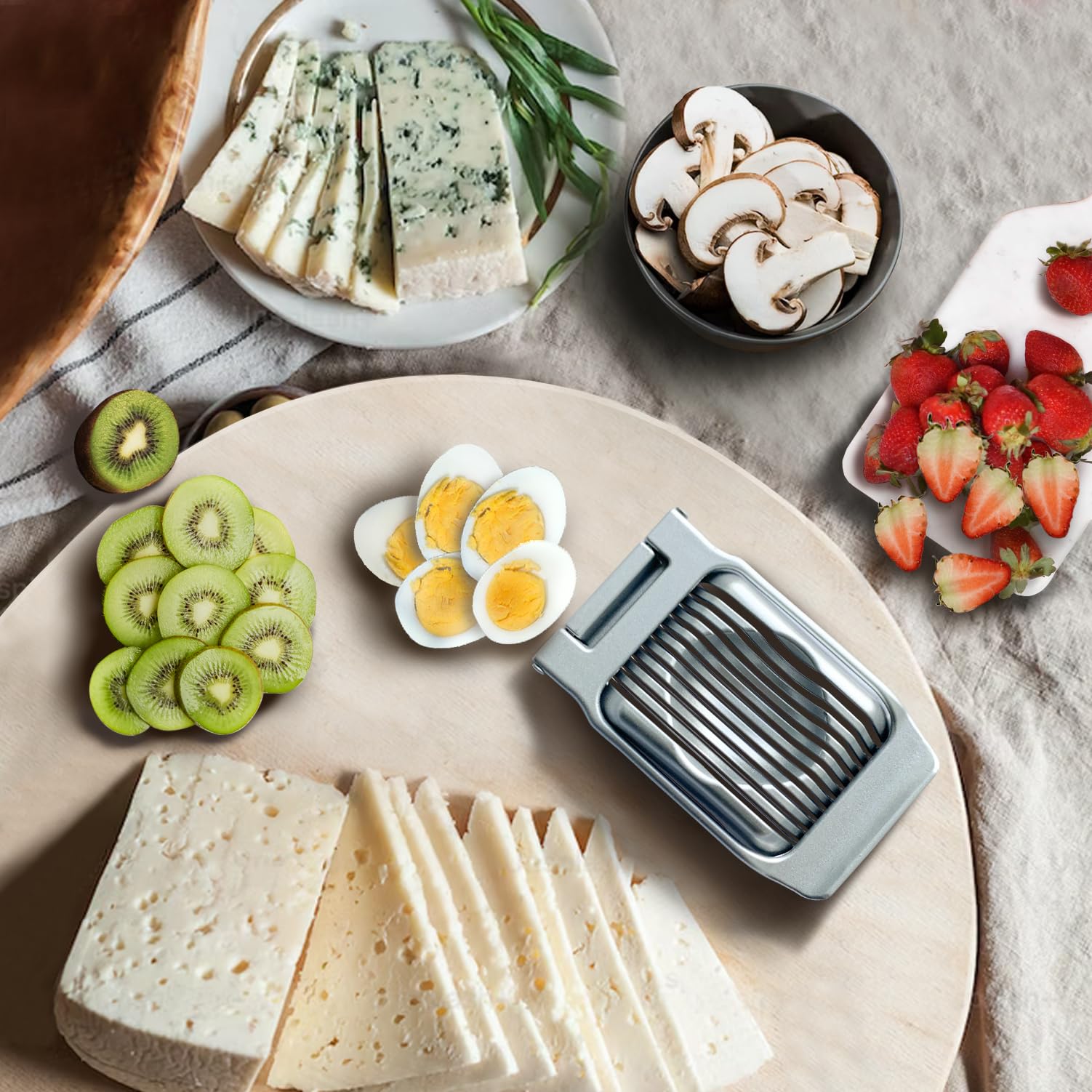 Egg Slicer For Hard Boiled Eggs Heavy Duty Fruit Egg Cutter With Stainless Steel Wire