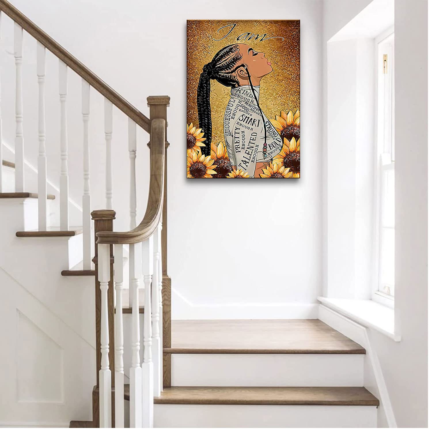 Framed Black Women Girl Wall Art Teen Black Girl Pictures Black Girl Inspirational Poster African American Wall Art for Black Girls Bedroom Wall Decor Ready to Hang16*24''