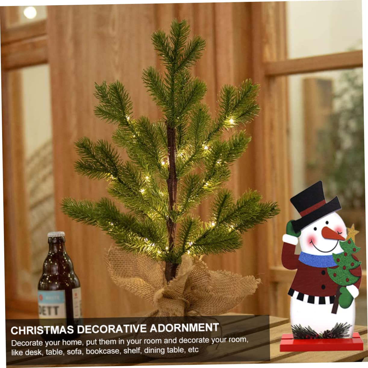 Garneck 1pc Christmas Snowman Ornament Wooden Xmas Decoration Adorable Desktop Adornment for Holiday Parties Birthdays Weddings