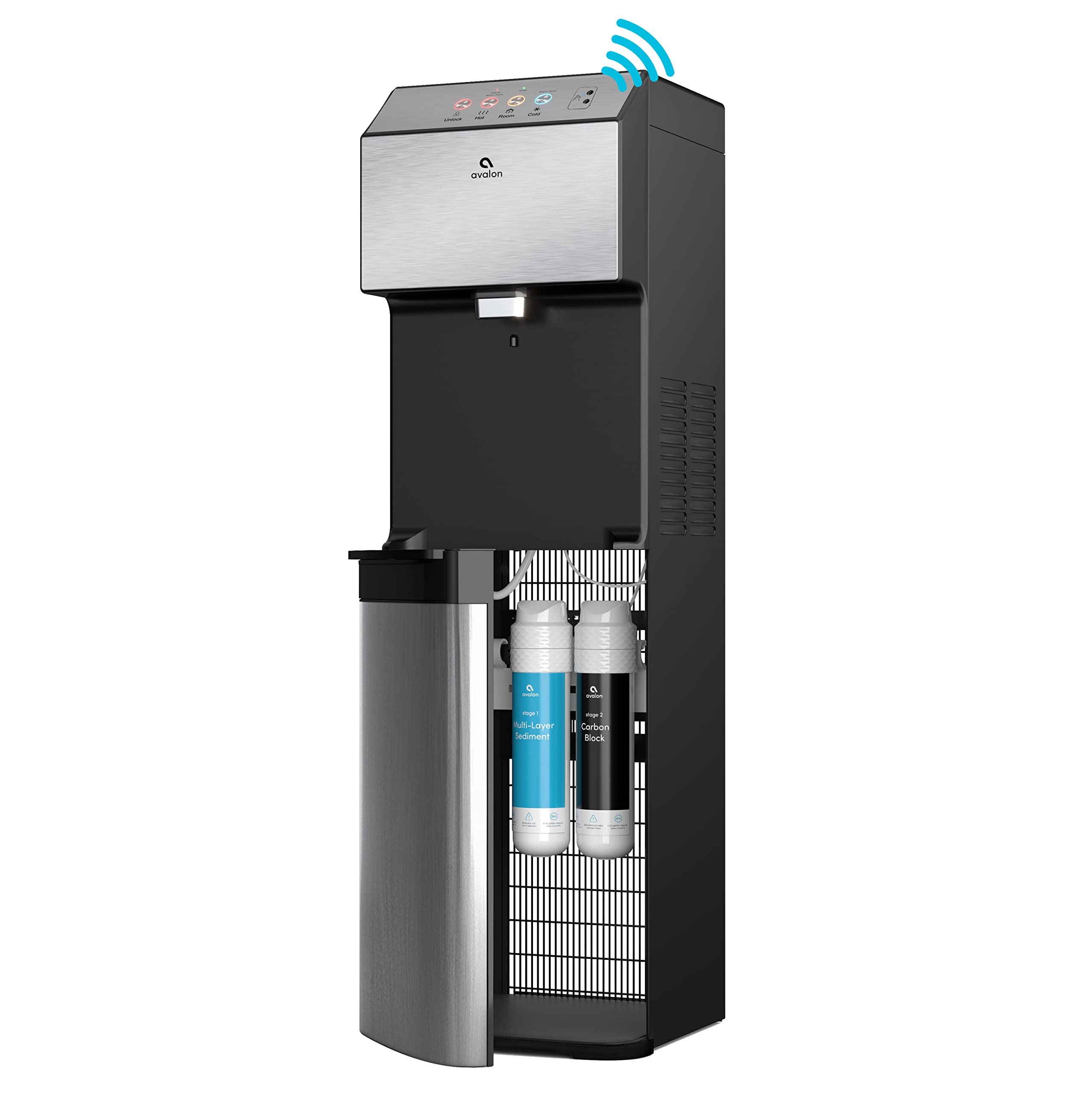Avalon Hand-Free Touchless Electric Bottleless Water Cooler Dispenser with BioGuard- 3 Temperatures, Digital Clock with Temperat