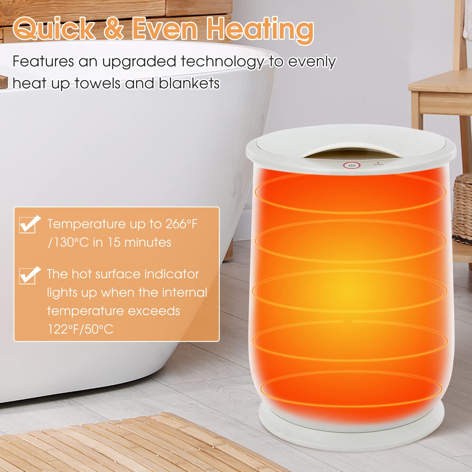 Tangkula 21L Towel Warmer Bucket For Bathroom, Large Towel Warmer W/Flip-Top Lid, 60 Min Auto Shut Off, Fits Up To 2 Oversized 4