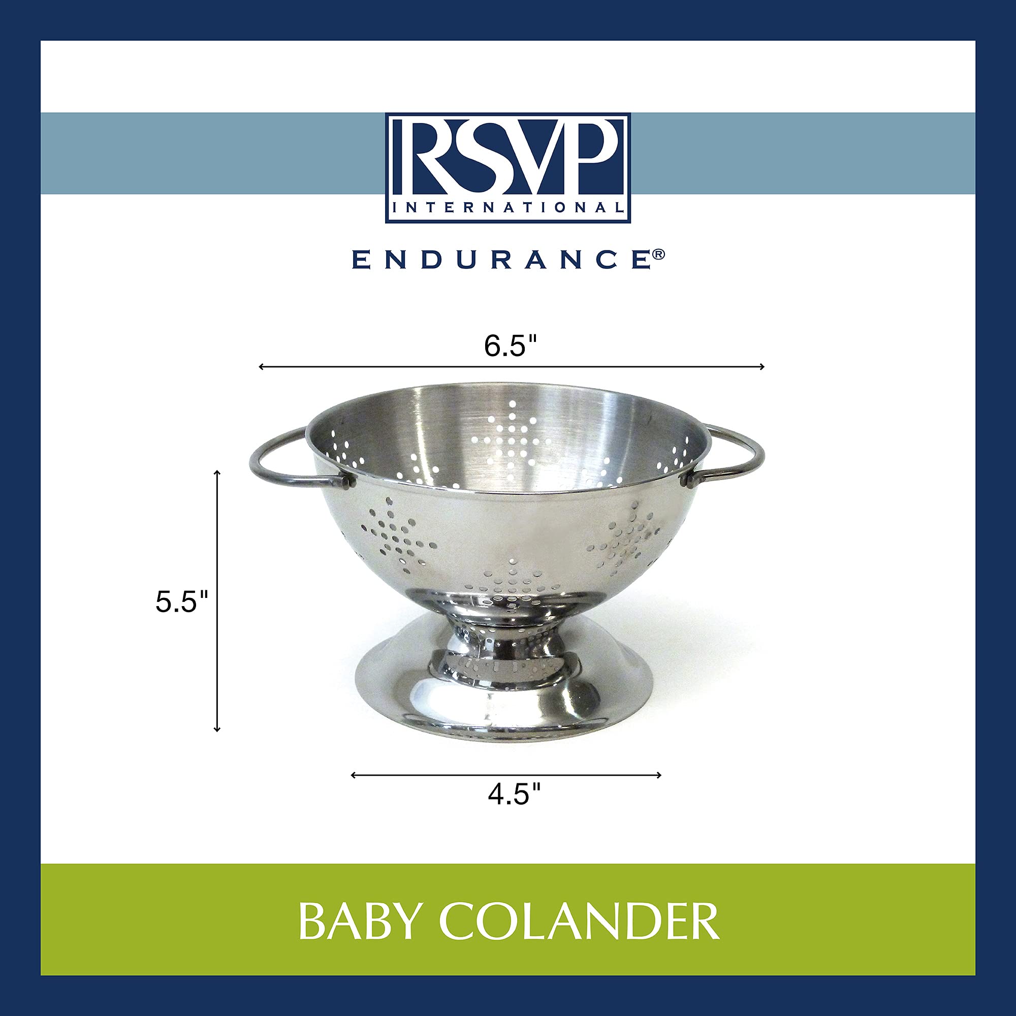 Rsvp International Endurance Kitchen Collection Colander Strainer, Mini, Pierced Stainless Steel