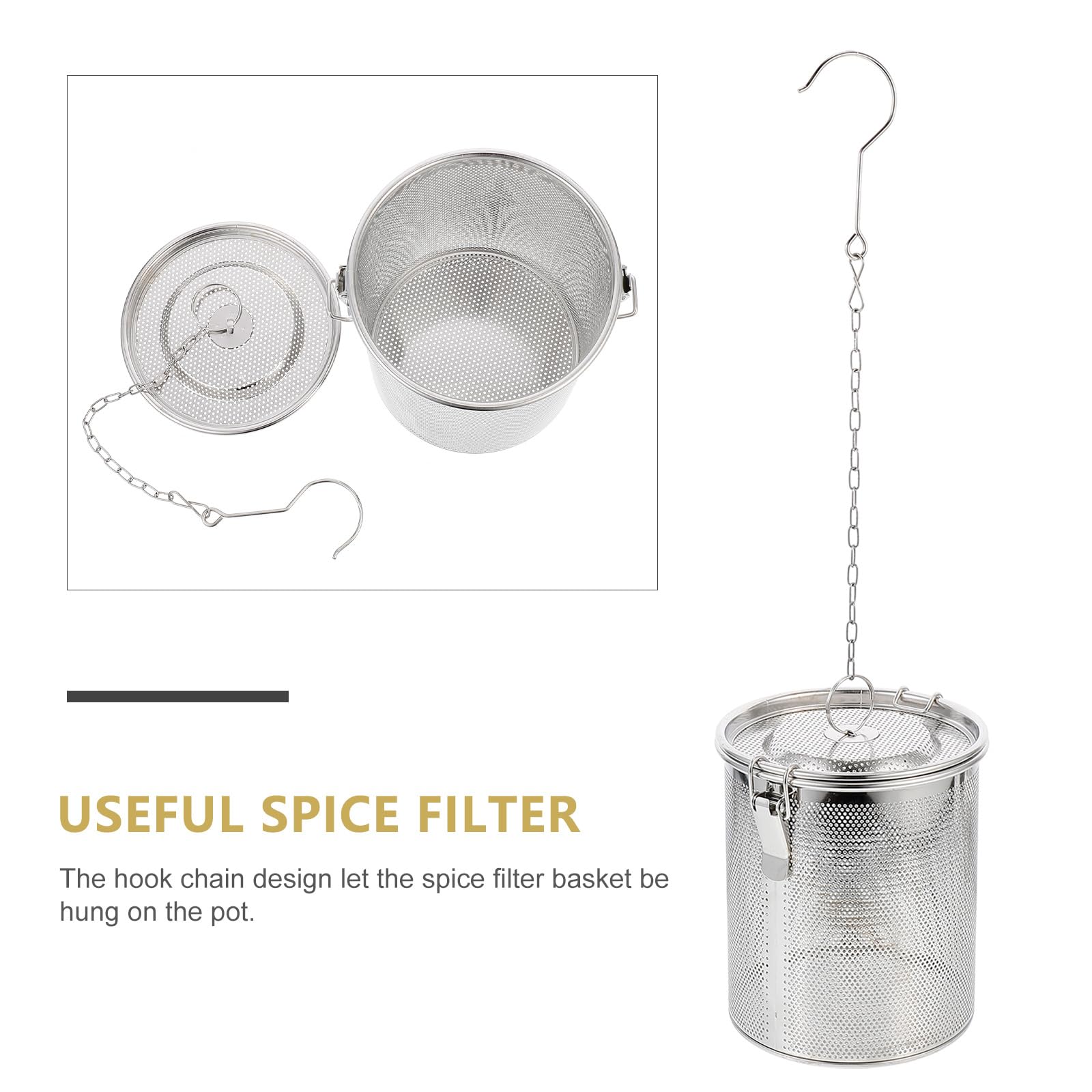 Hemoton Stainless Steel Spice Seasoning Strainer Tea Ball Filter Soup Seasonings Seperation Basket Loose Leaf Tea Infuser For Ho