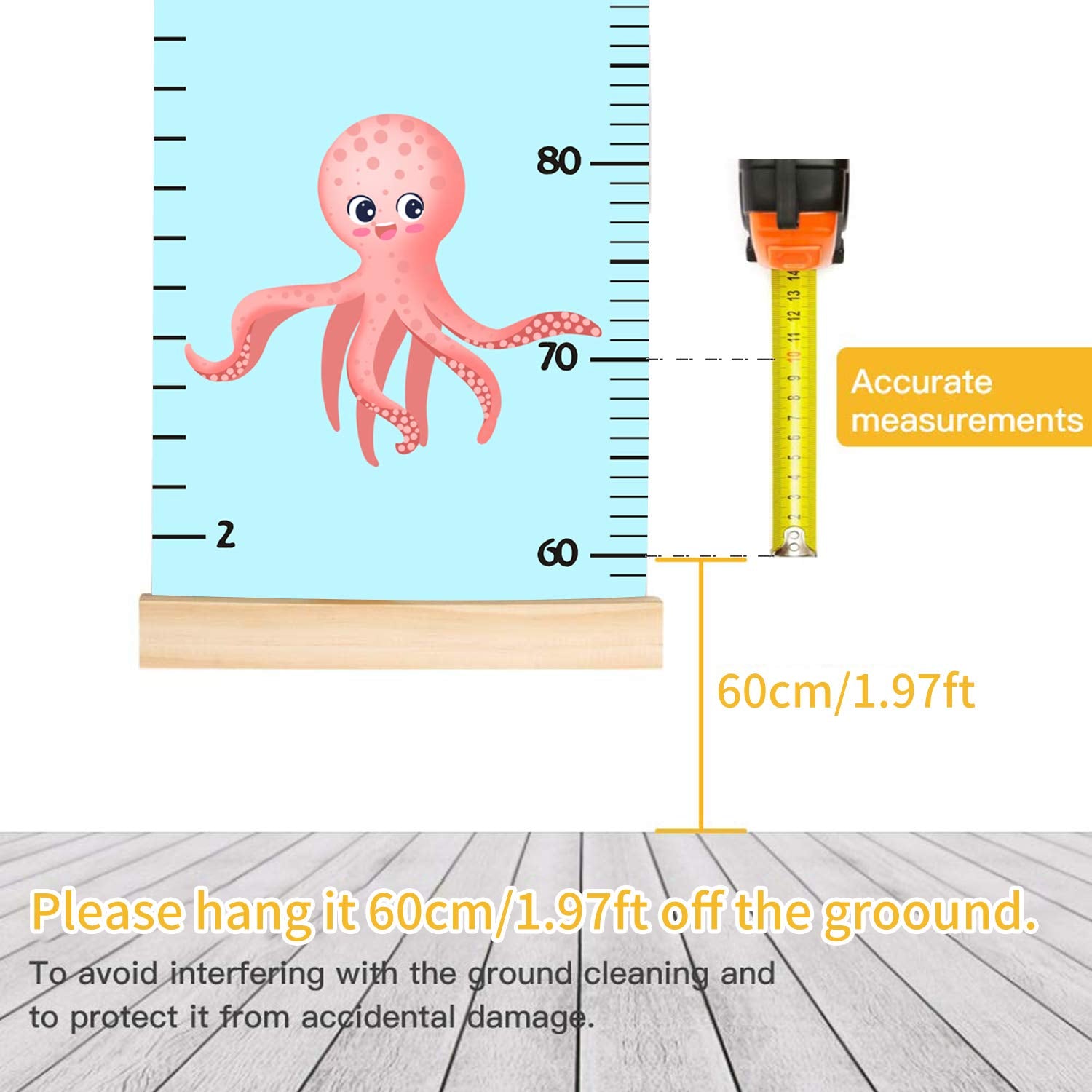 Animals Growth Chart For Kids, Baby Height Chart, Canvas Height Measuring Rulers For Boys Girls (Animals 3)