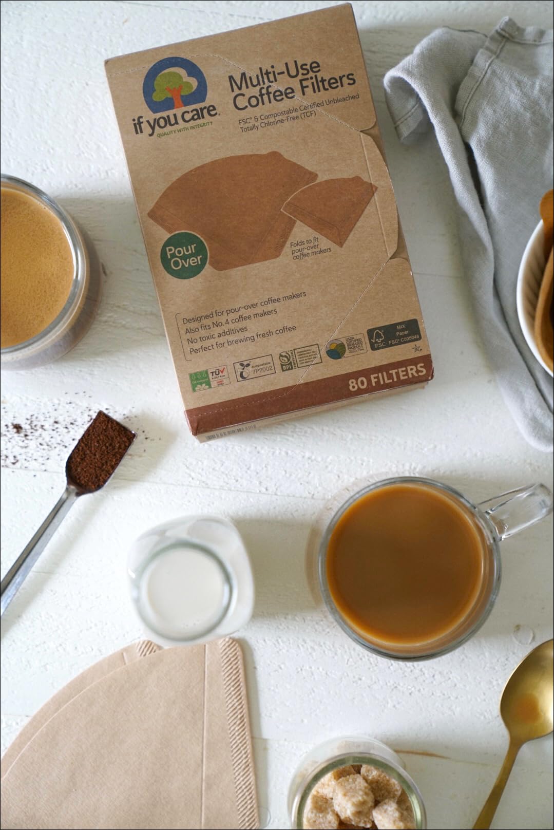 If You Care Multi-Use Coffee Filters, Great For Pour Over, Unbleached, 80 Count