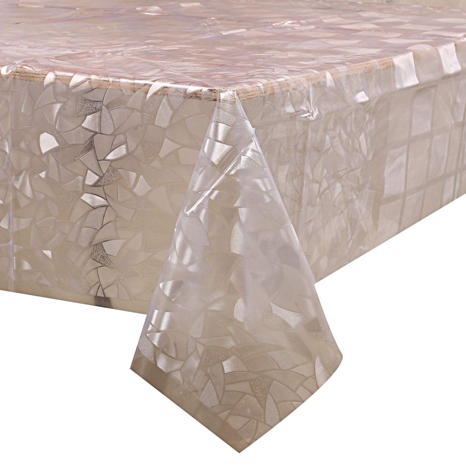 Heart Home Stone Design PVC 6 Seater Dining Table Cover (Transparent) CTHH01880