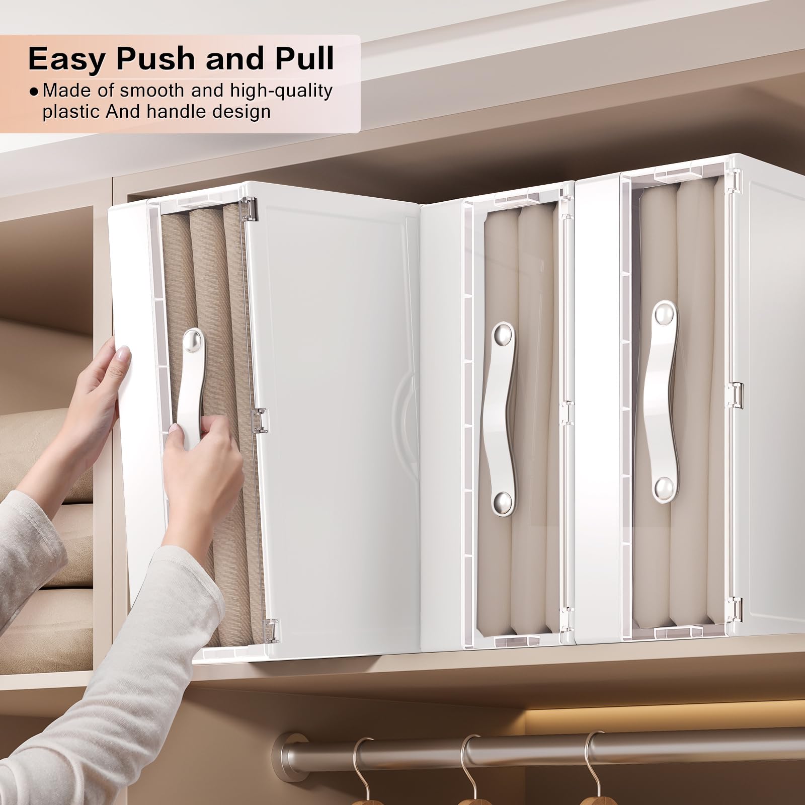 GUDEMAY Bed Sheet Organizers and Storage, Foldable Closet Organizer with Handle, Plastic Bedding Storage Box Container for Blank